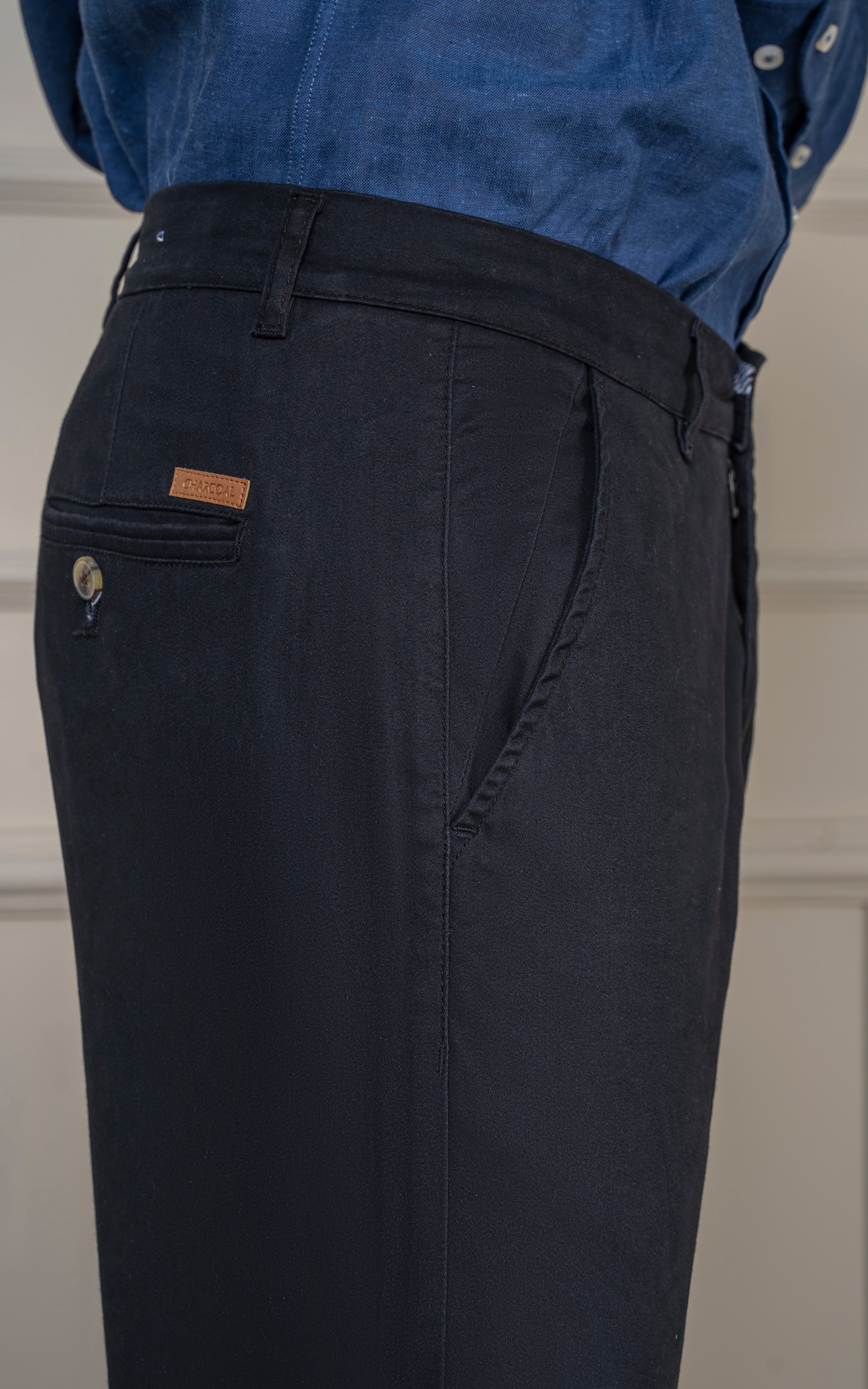 SLIM FIT SATIN PANT BLACK