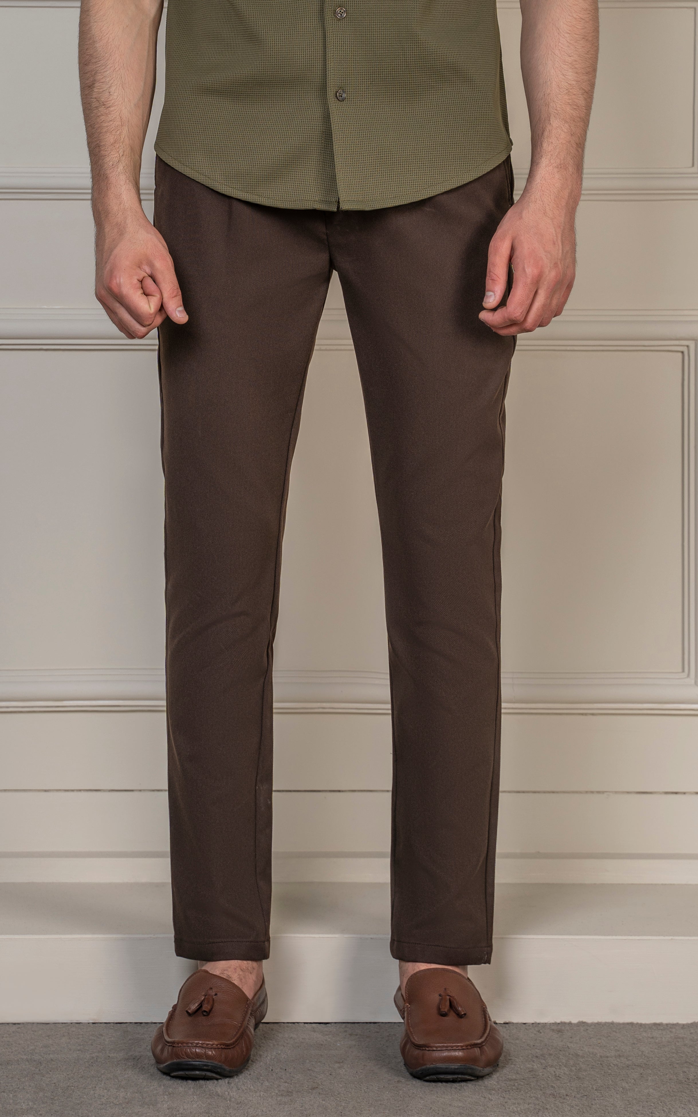 SMART FIT DOBBY PANT BROWN