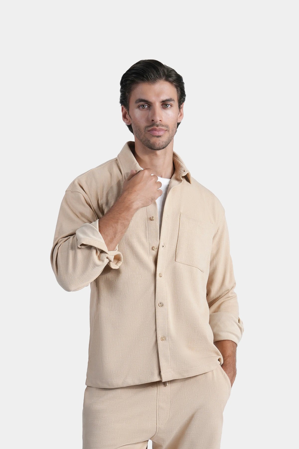 CASUAL SHIRT OVERSIZE FIT BEIGE