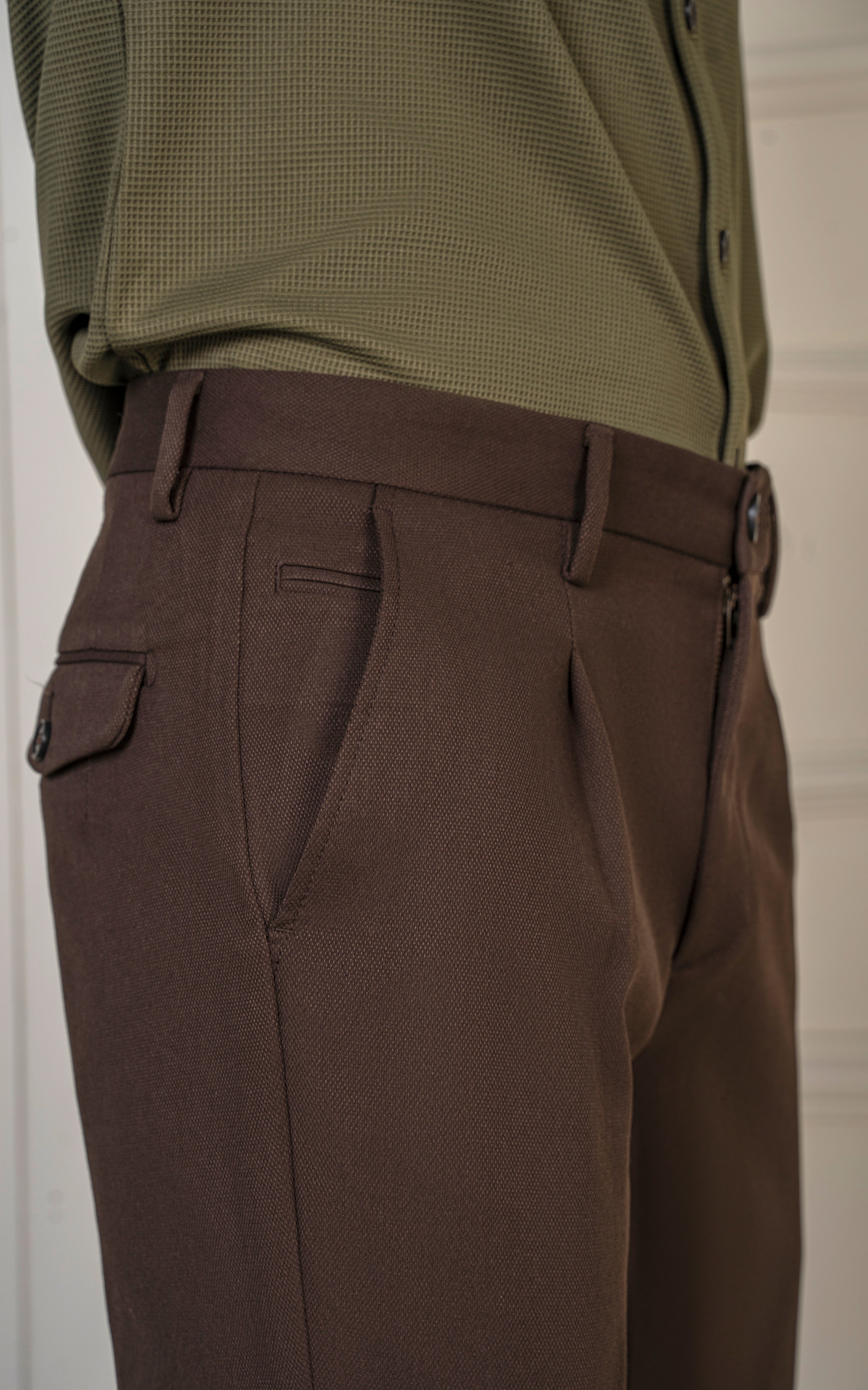 SMART FIT DOBBY PANT BROWN