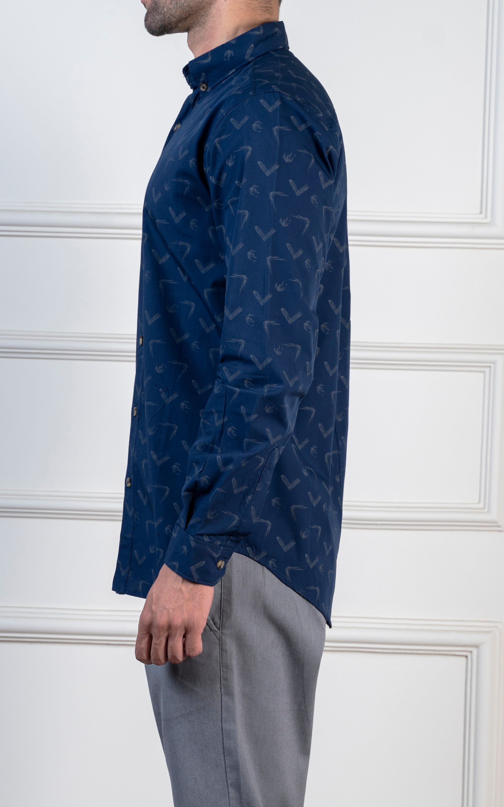 PRINTED CASUAL SHIRT NAVY