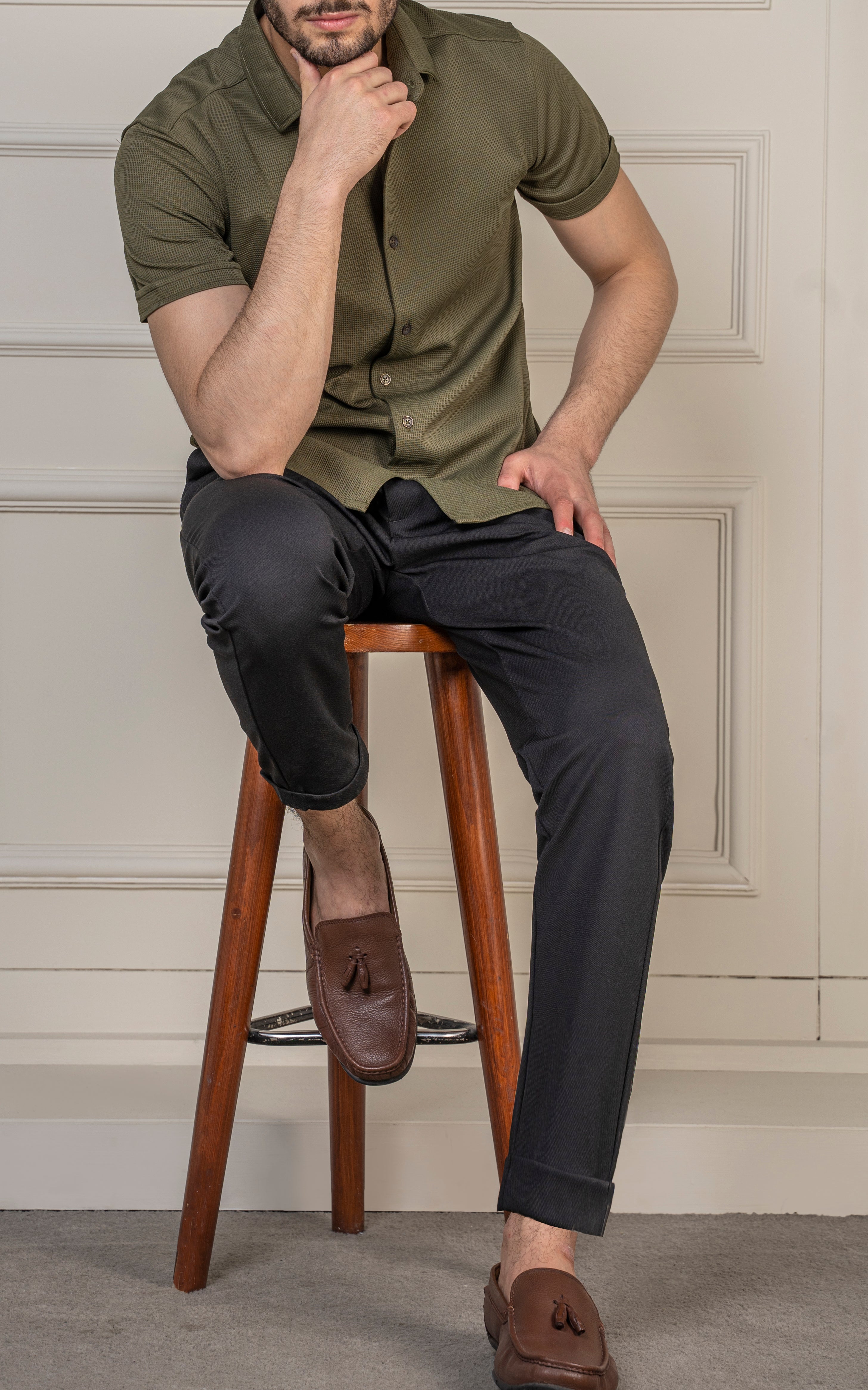 SMART FIT TEXTURED JOGGER TROUSER BLACK