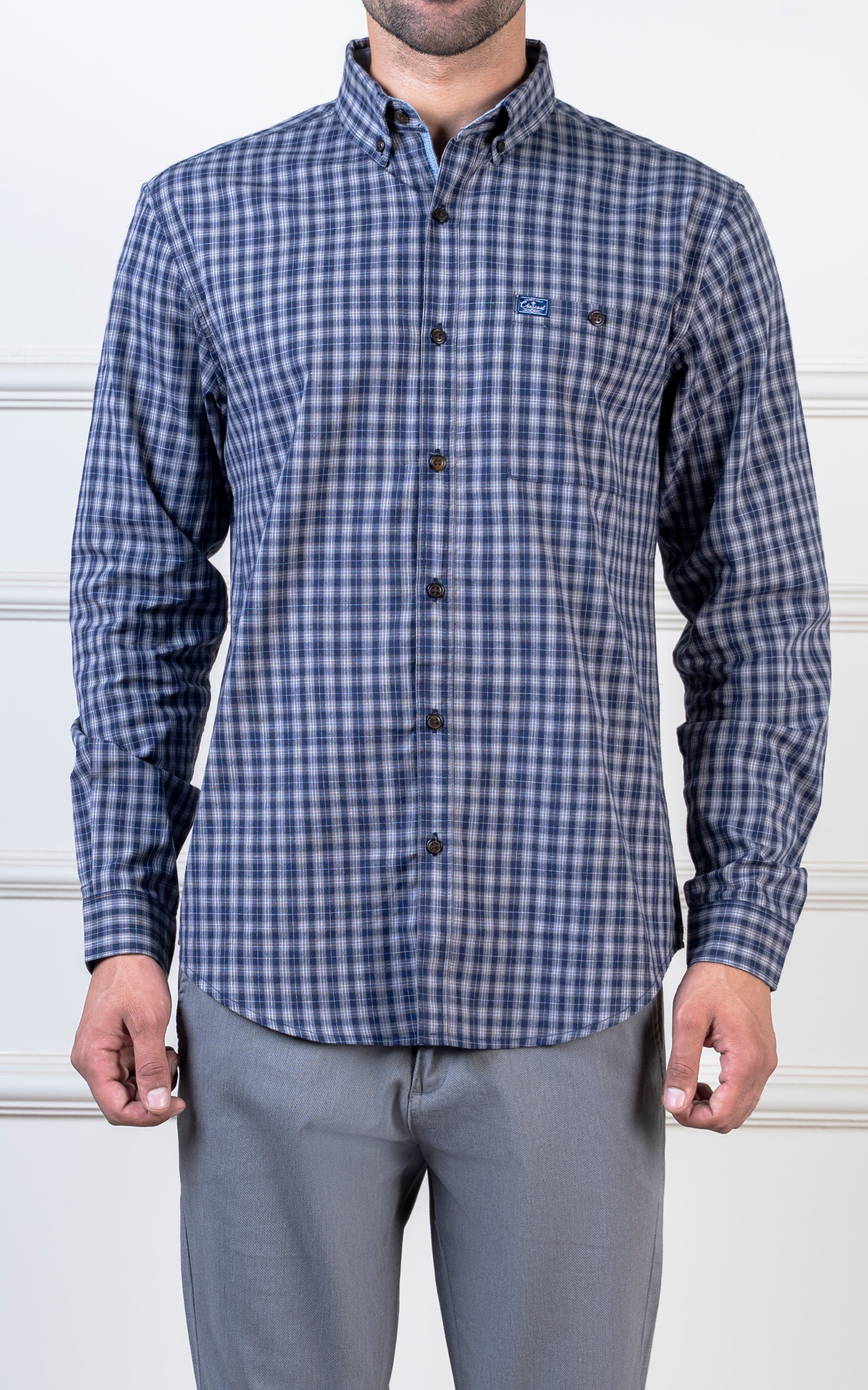 CHECKED CASUAL SHIRT GREY NAVY