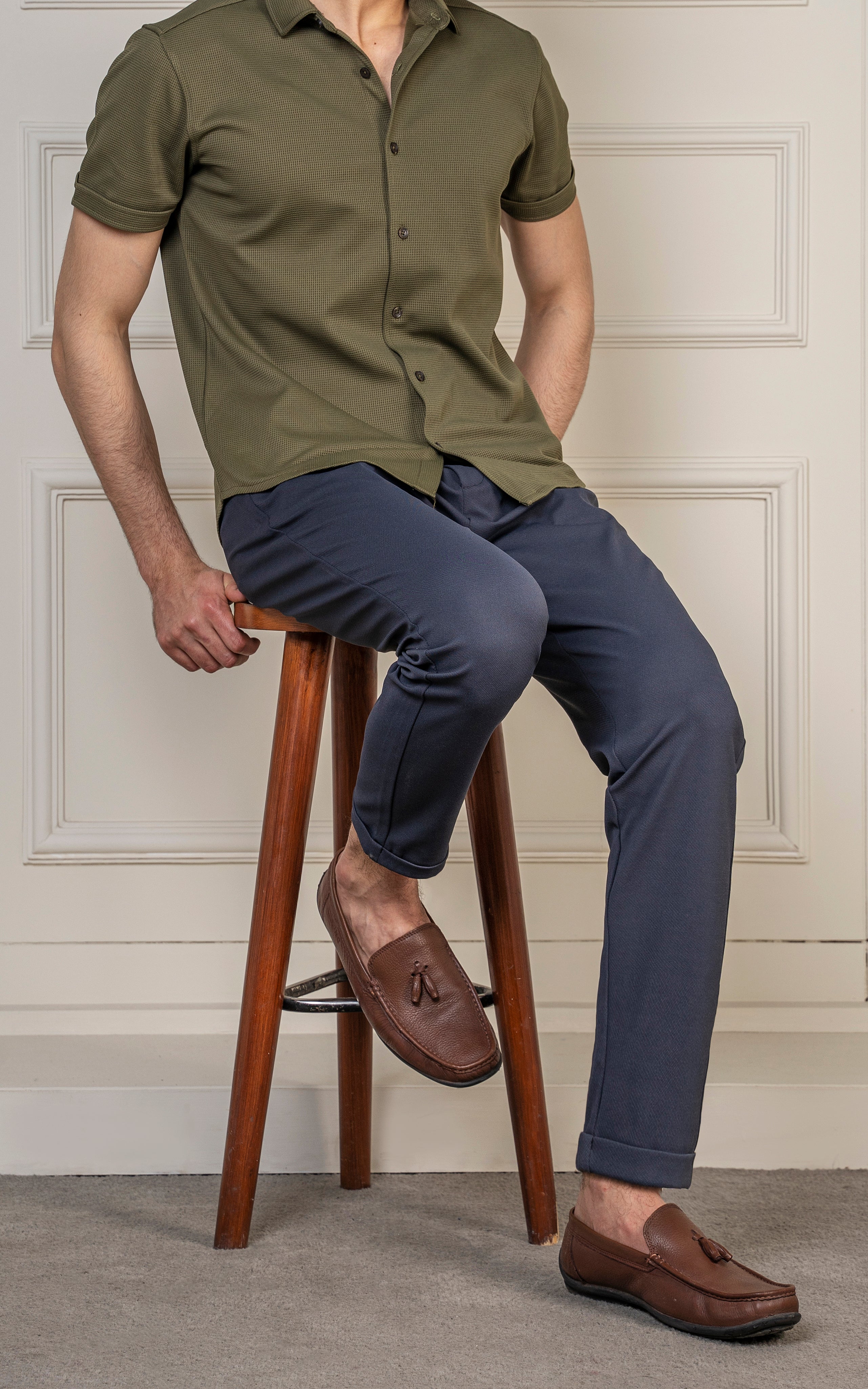 SMART FIT TEXTURED JOGGER TROUSER NAVY