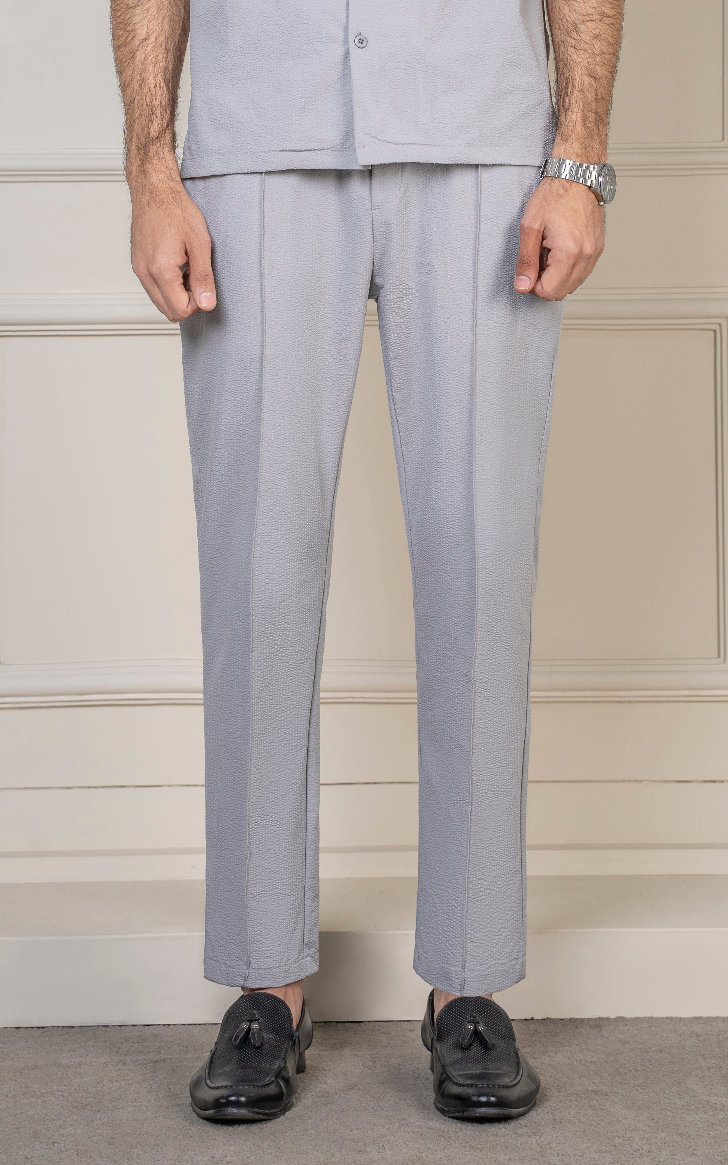 SMART FIT TEXTURED JOGGER TROUSER LIGHT GREY