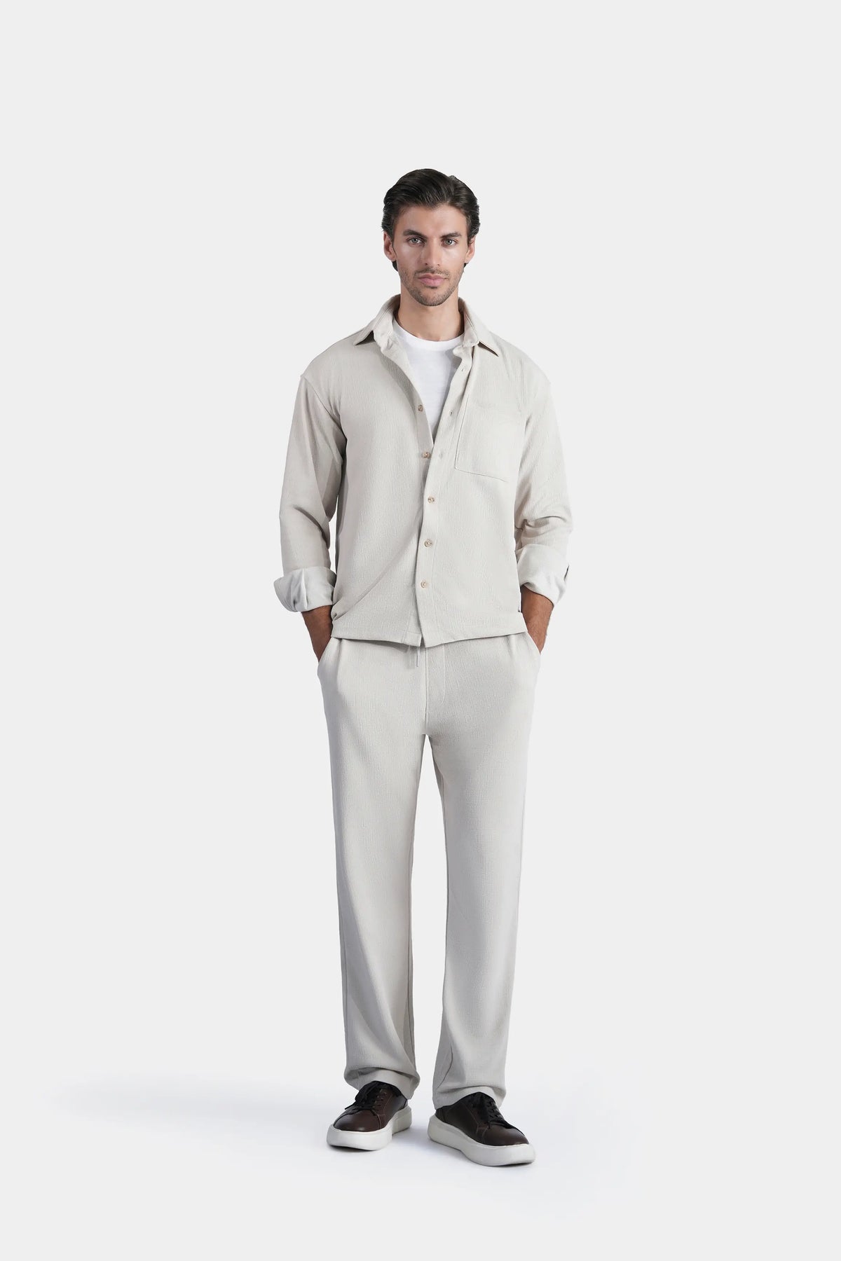 CASUAL SHIRT OVERSIZE FIT STONE