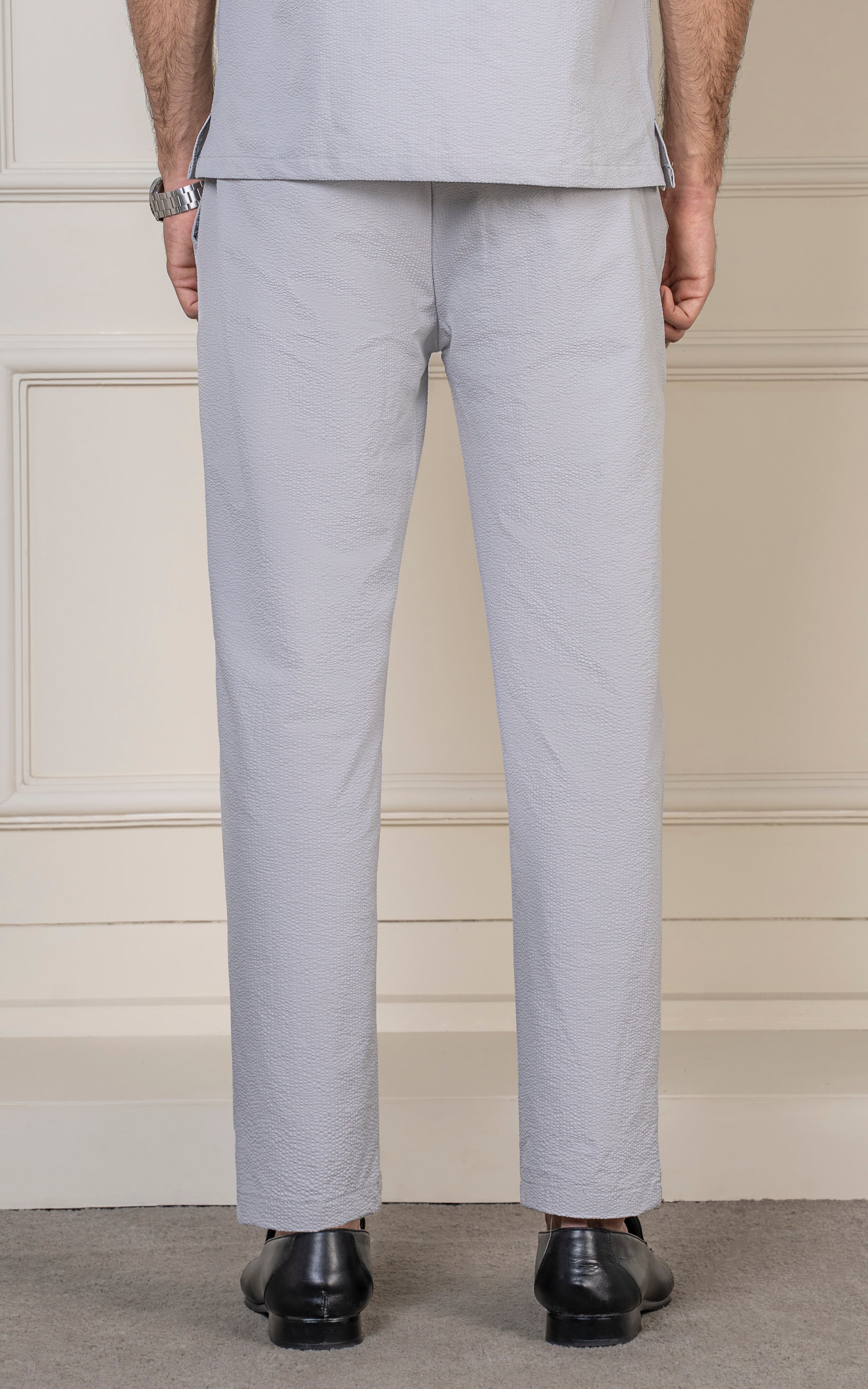 SMART FIT TEXTURED JOGGER TROUSER LIGHT GREY