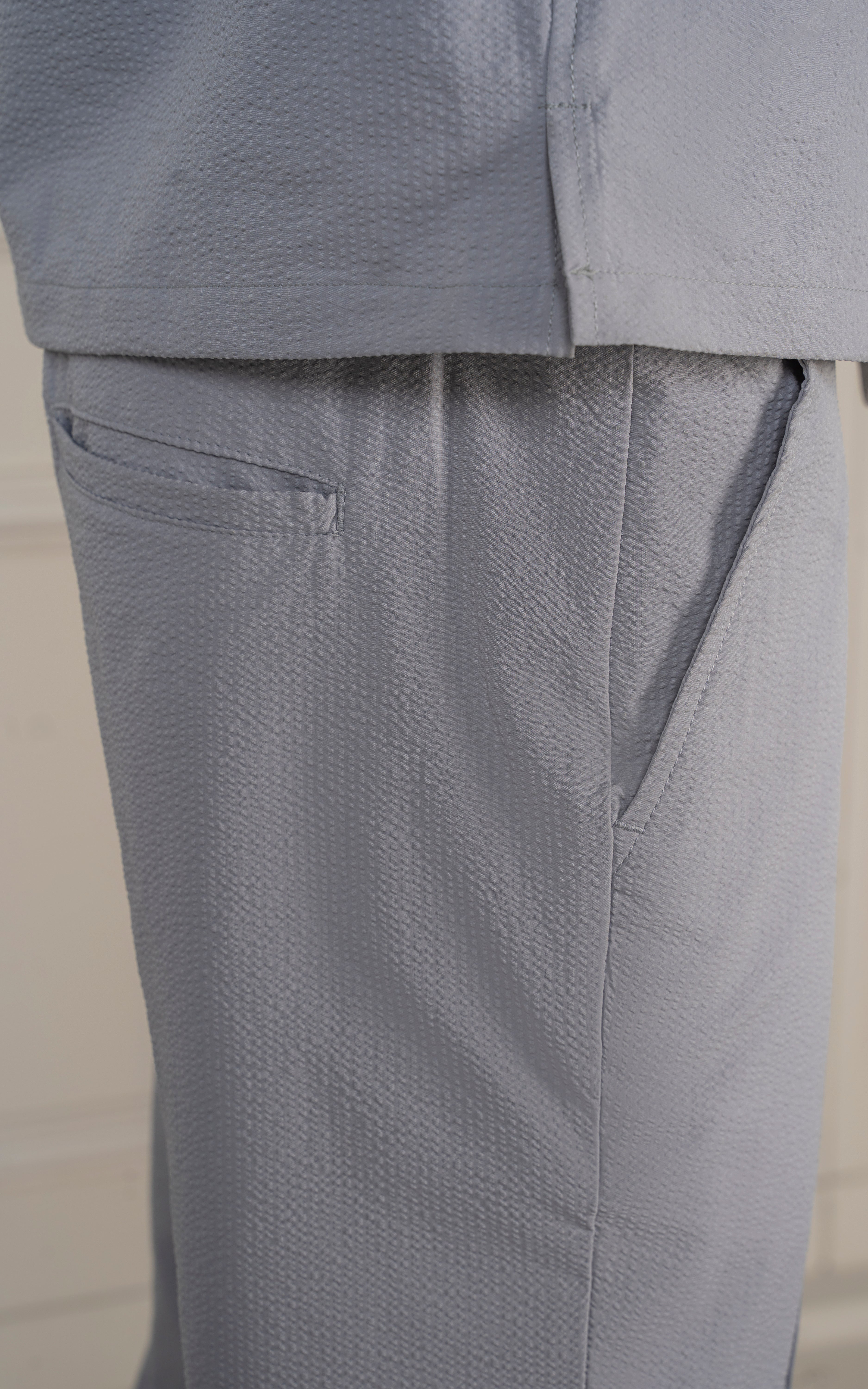 SMART FIT TEXTURED JOGGER TROUSER LIGHT GREY