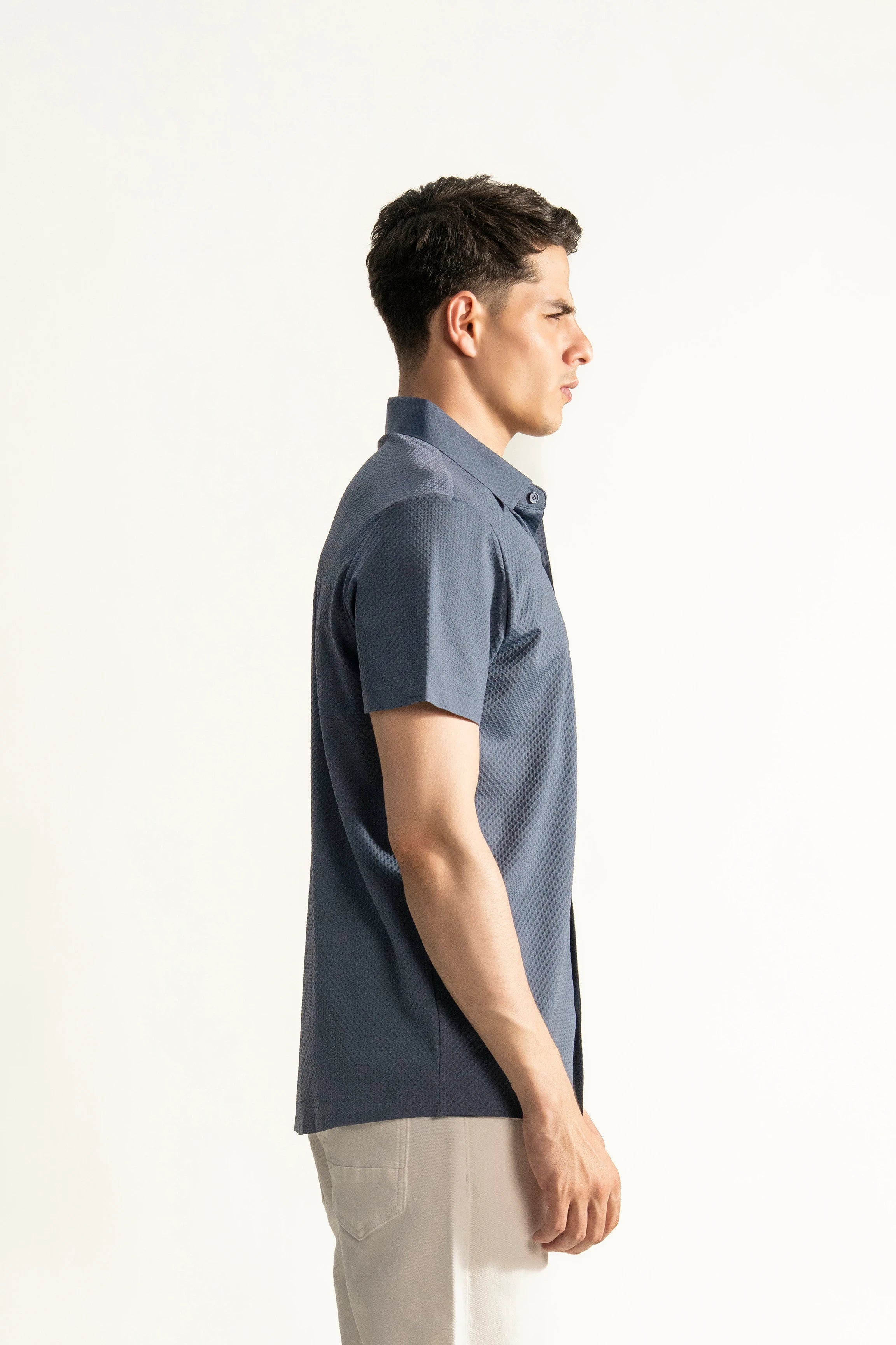 PREMIUM NYLON CASUAL SHIRT BLUISH GREY