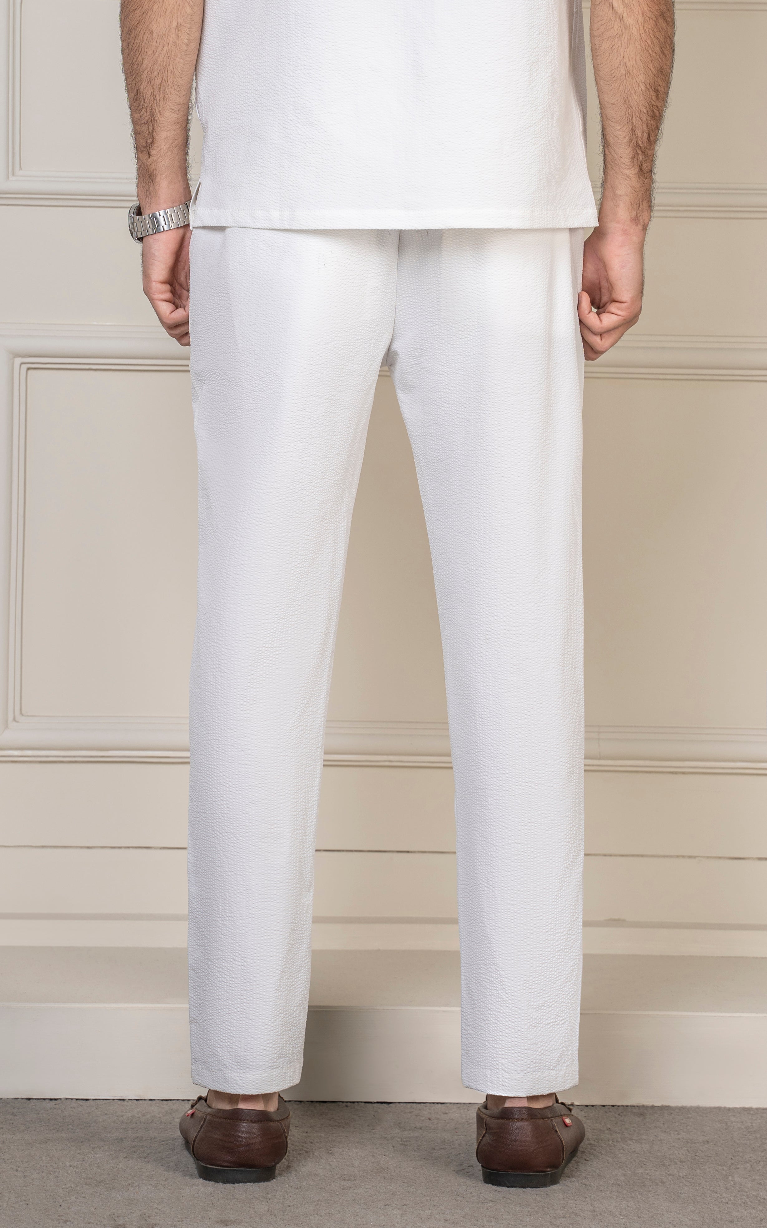 SMART FIT TEXTURED JOGGER TROUSER OFF WHITE