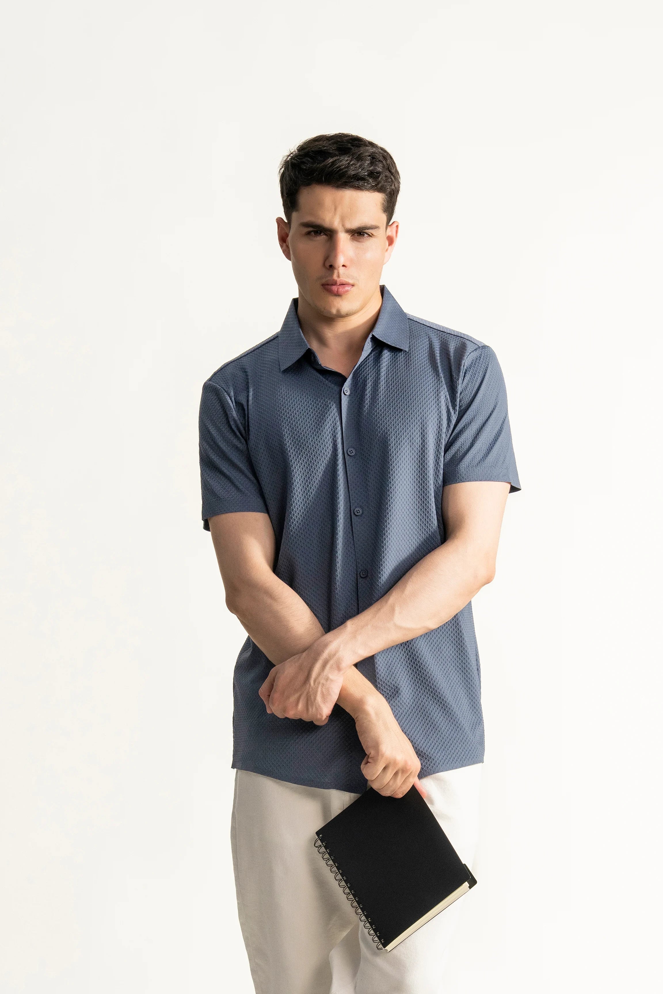 PREMIUM NYLON CASUAL SHIRT BLUISH GREY
