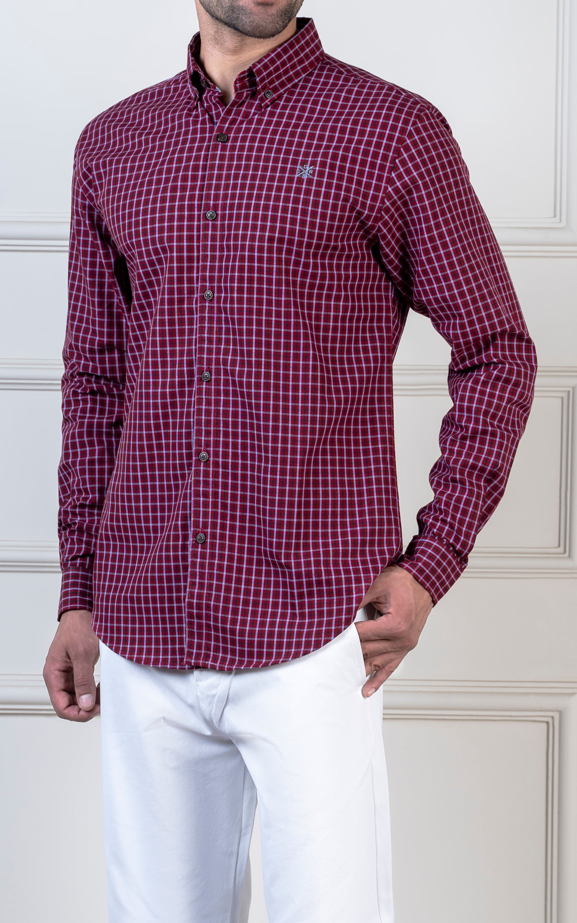 CHECKED CASUAL SHIRT MAROON CHECK