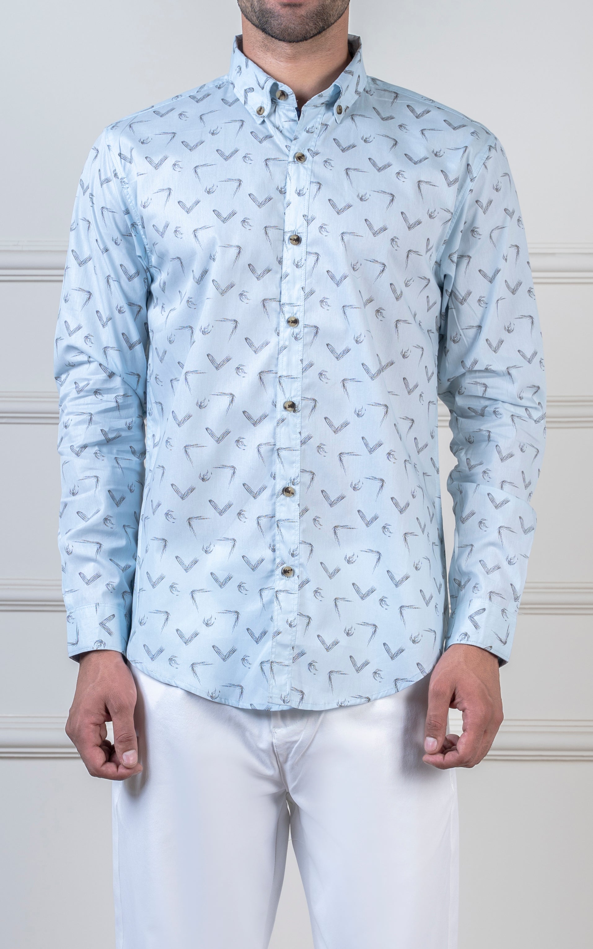PRINTED CASUAL SHIRT SKY BLUE