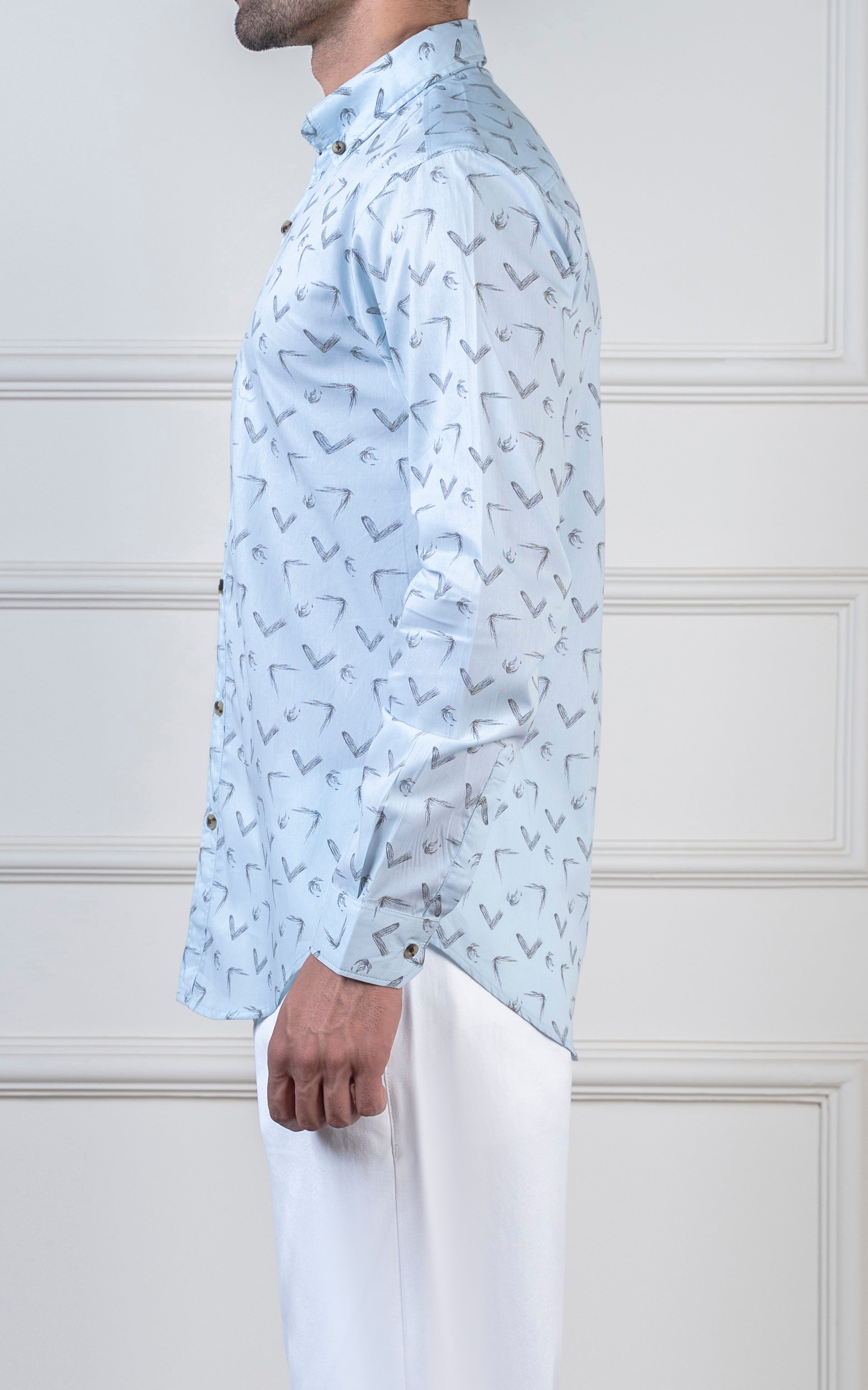 PRINTED CASUAL SHIRT SKY BLUE