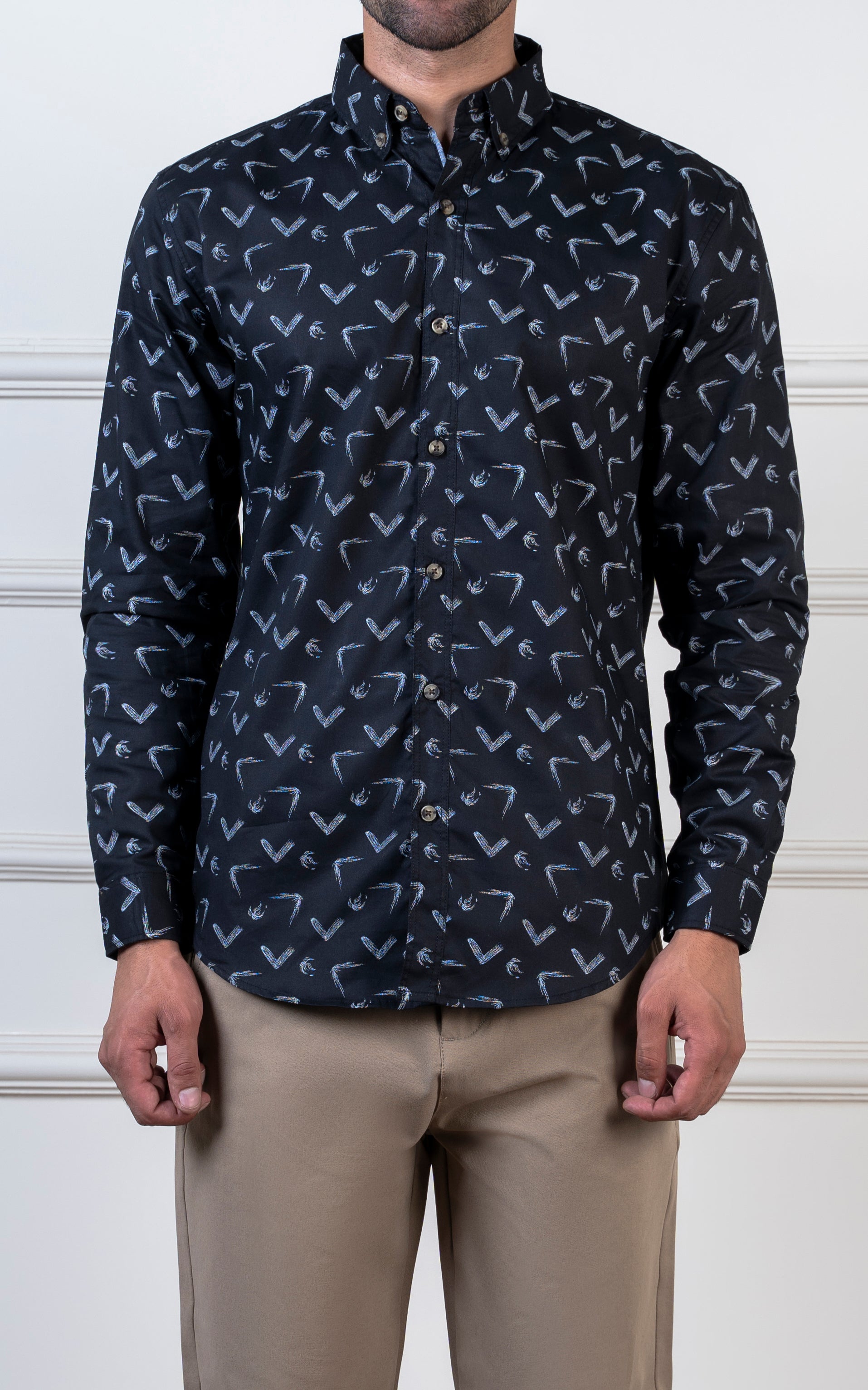 PRINTED CASUAL SHIRT BLACK