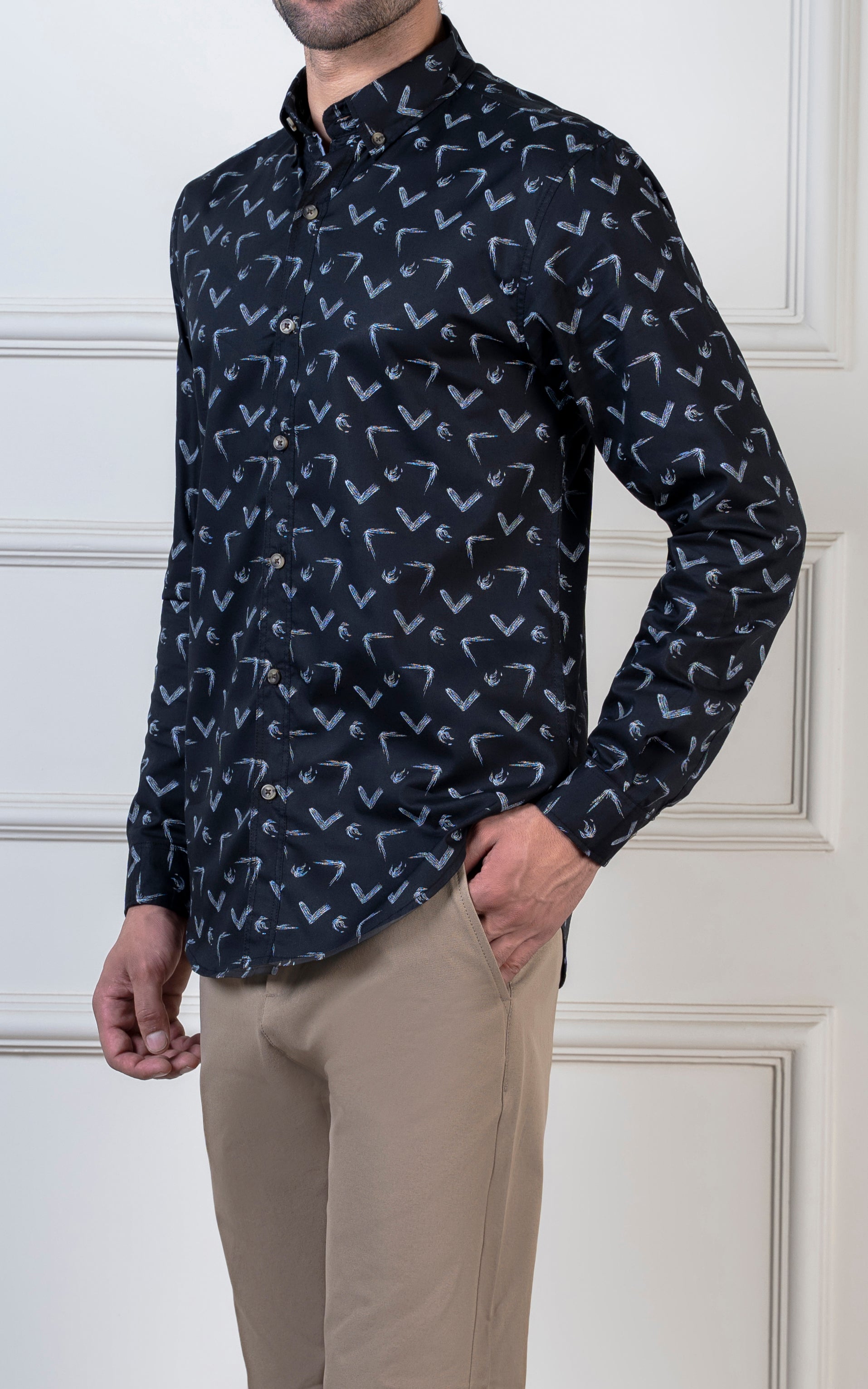 PRINTED CASUAL SHIRT BLACK