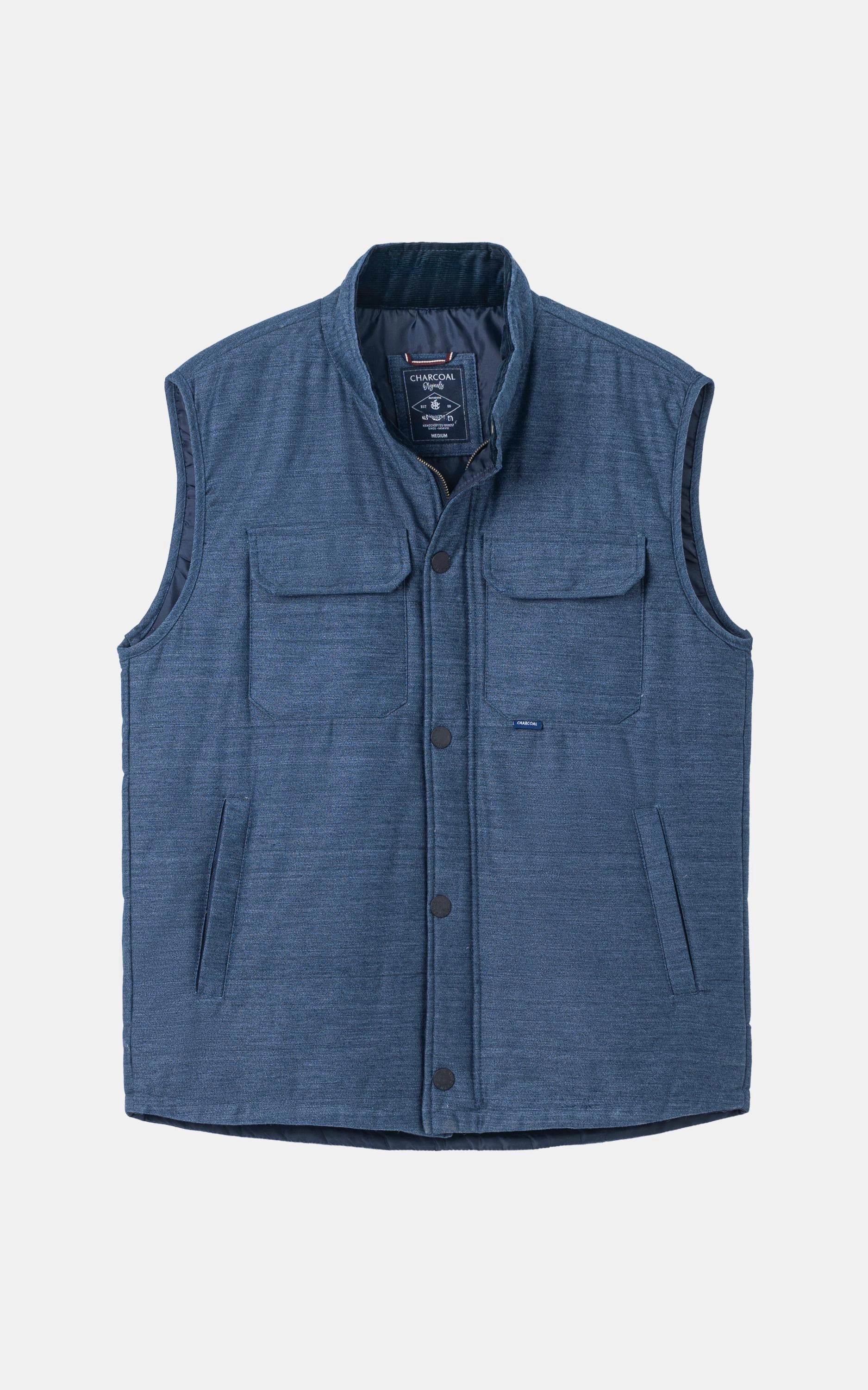 SLIM FIT SLEEVELESS QUILTED JACKET NAVY MELANGE