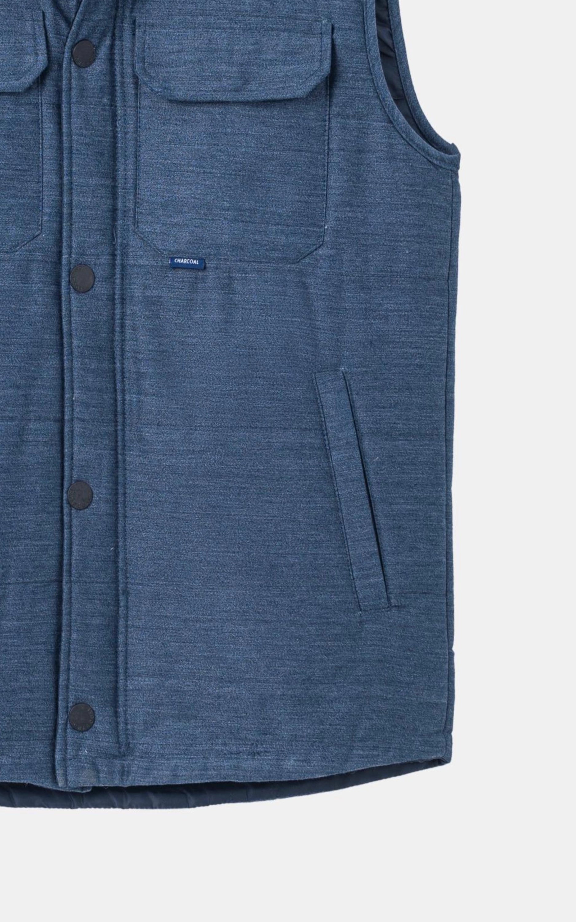 SLIM FIT SLEEVELESS QUILTED JACKET NAVY MELANGE