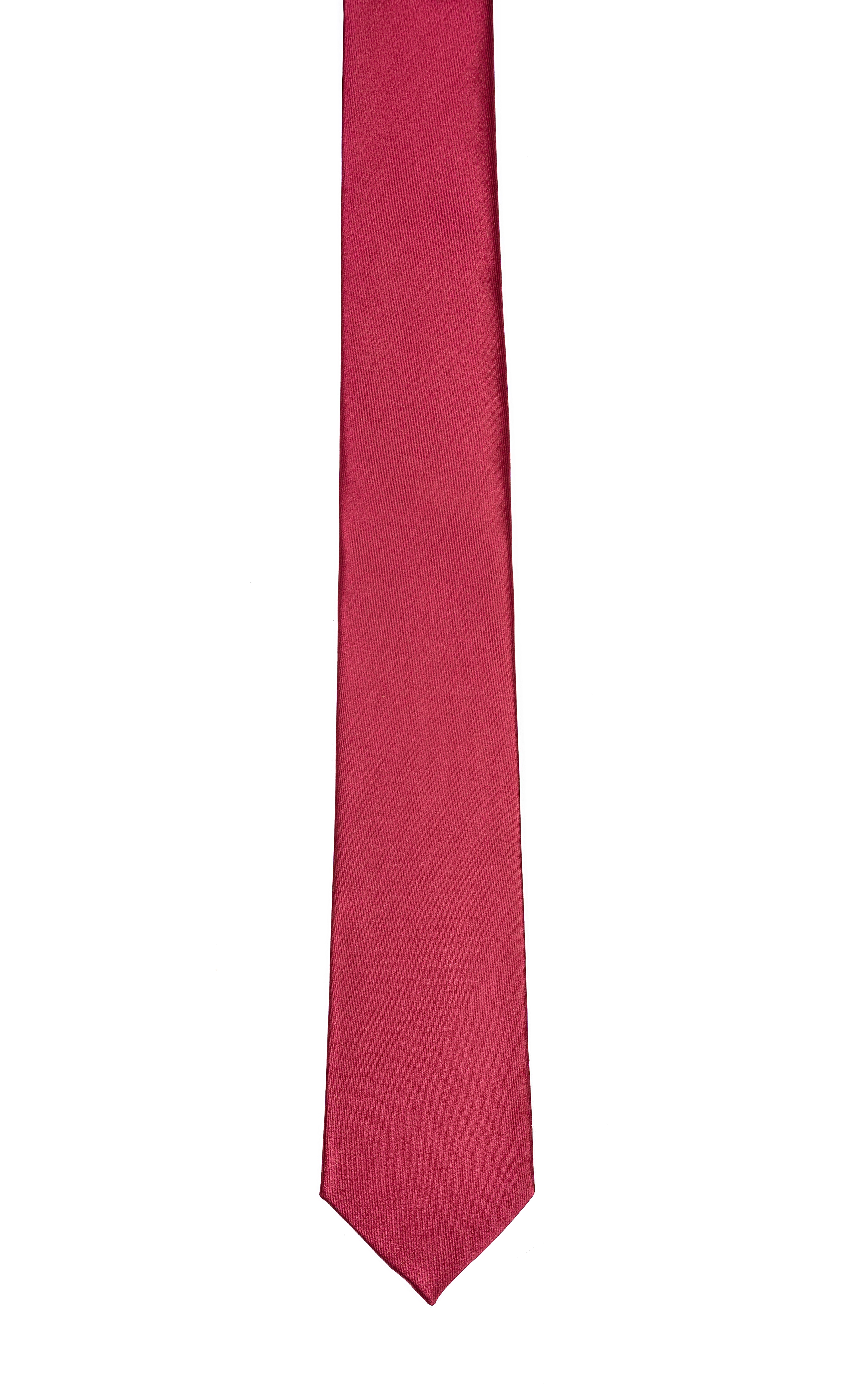 Poly silk tie, solid dark red with pointed end