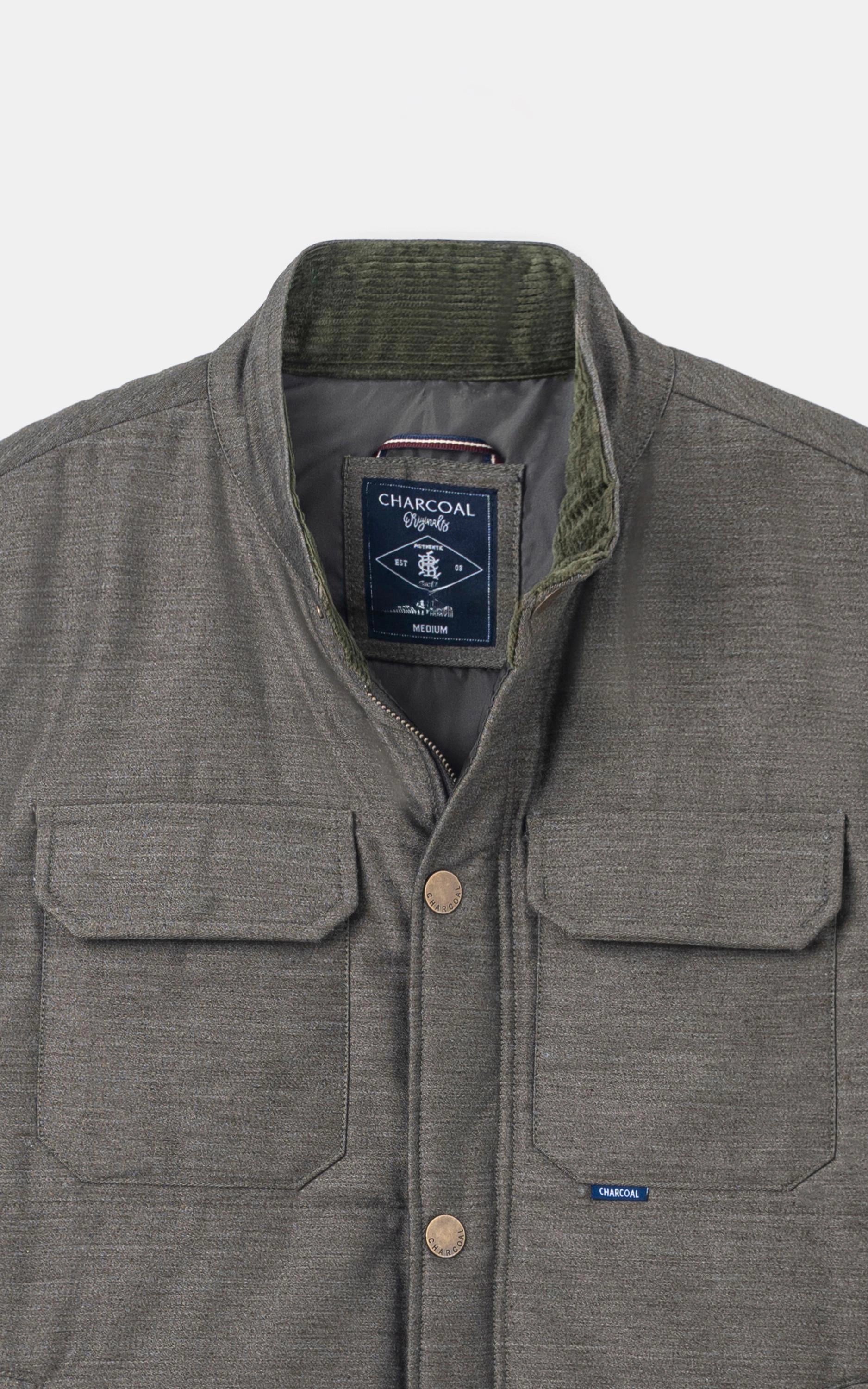 SLIM FIT SLEEVELESS QUILTED JACKET OLIVE MELANGE