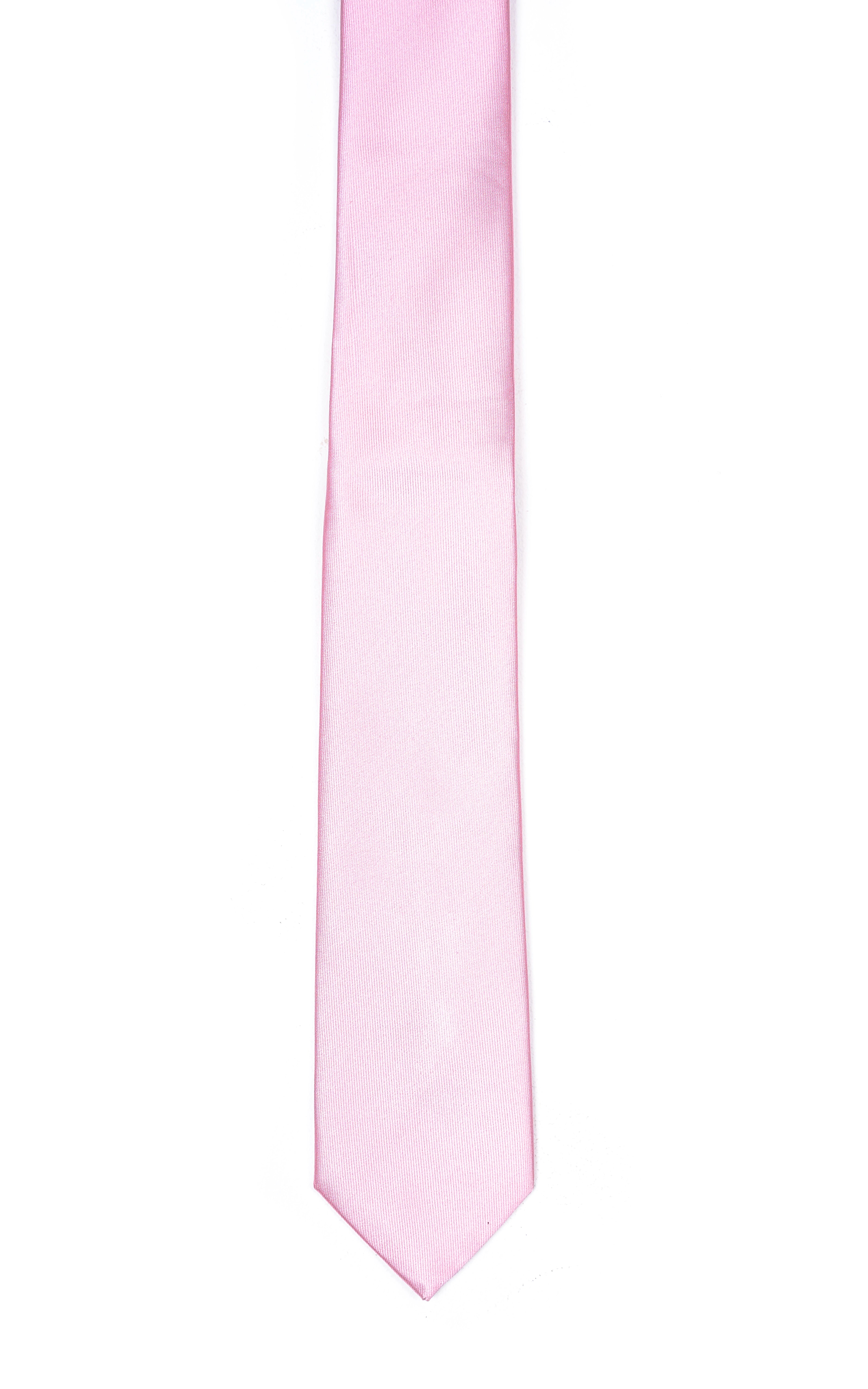 Light pink poly silk necktie with pointed end