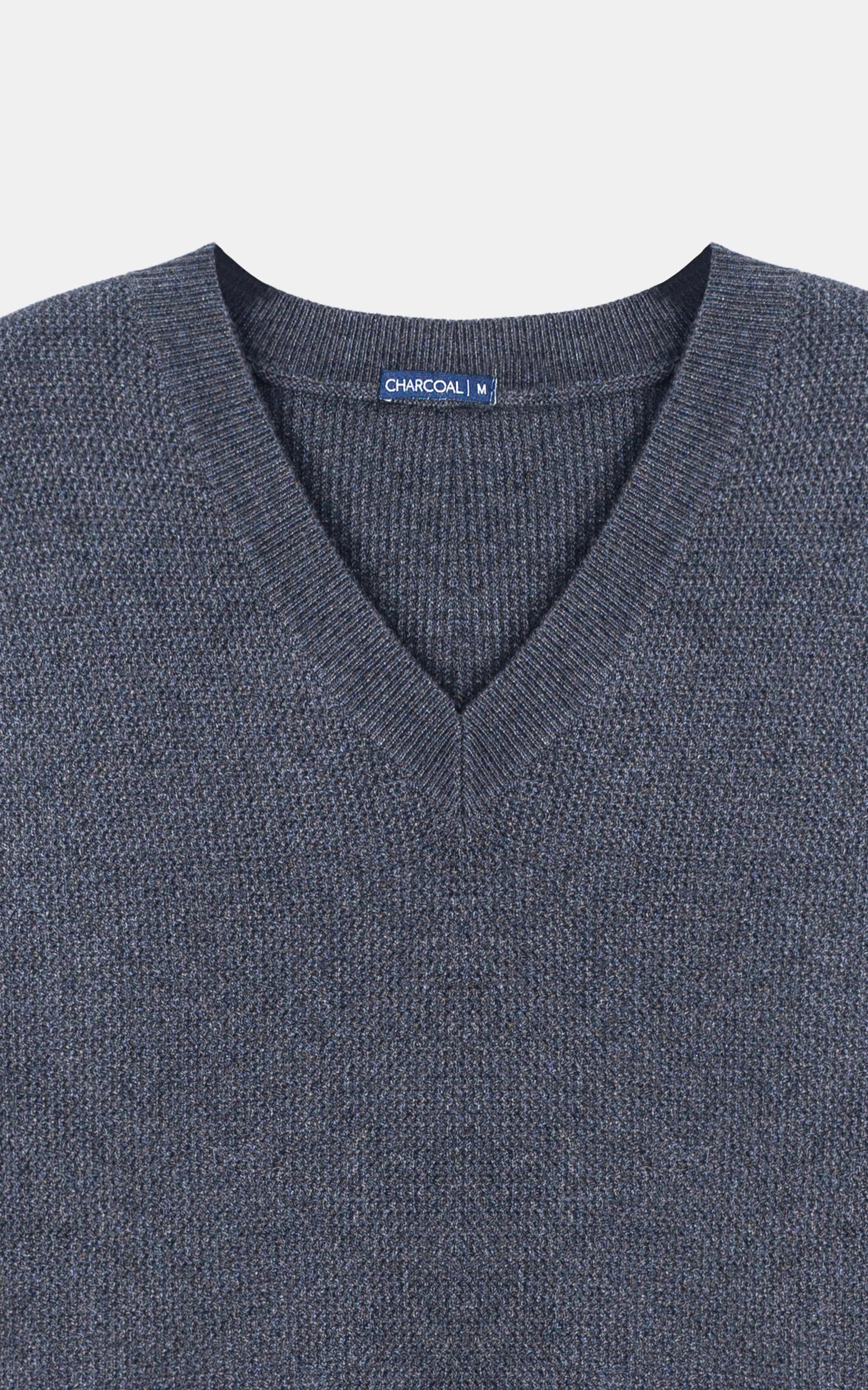 V-Neck Sleeveless textured Sweater Charcoal Grey