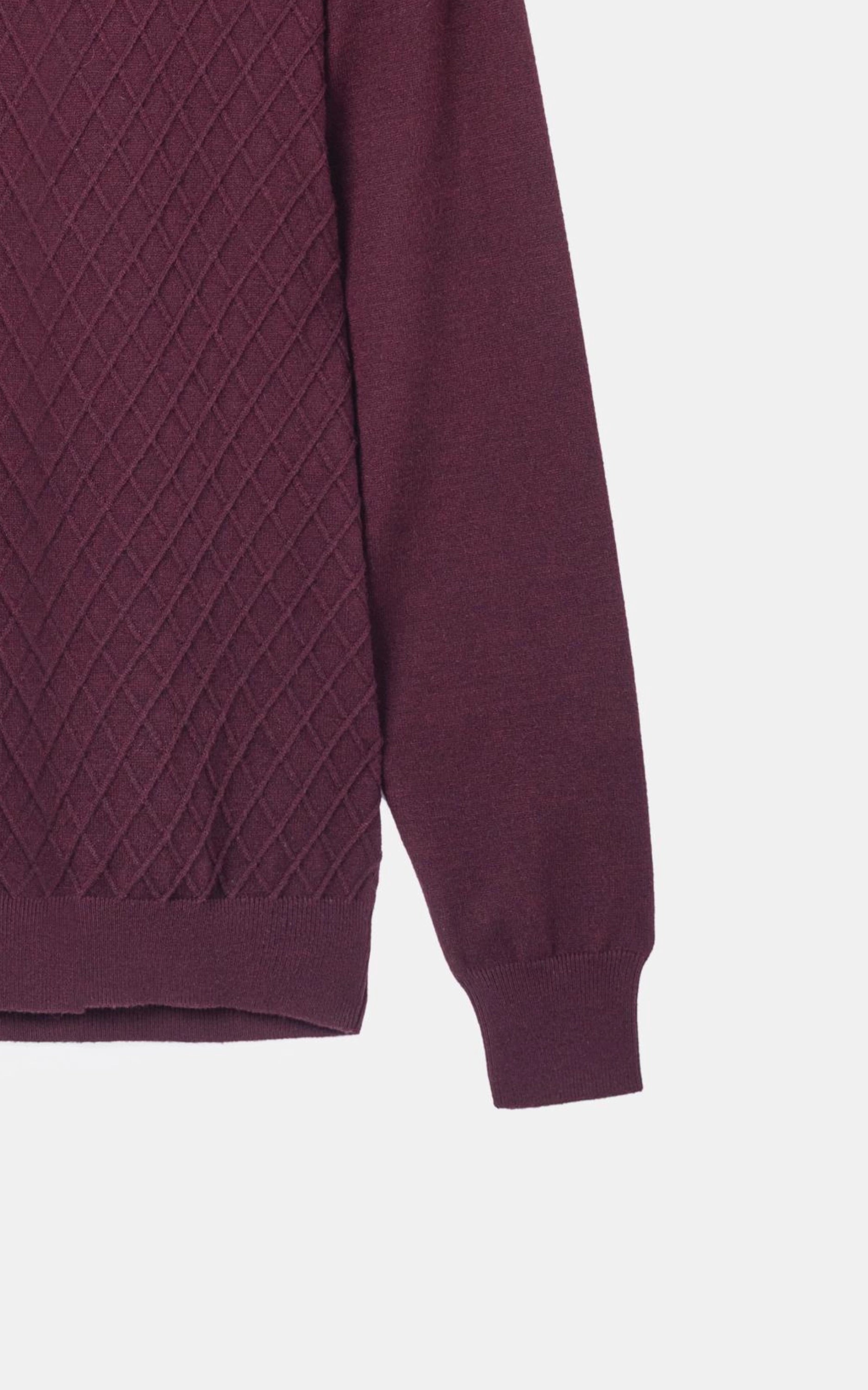 Polo Collar Zipper Sweater Maroon
