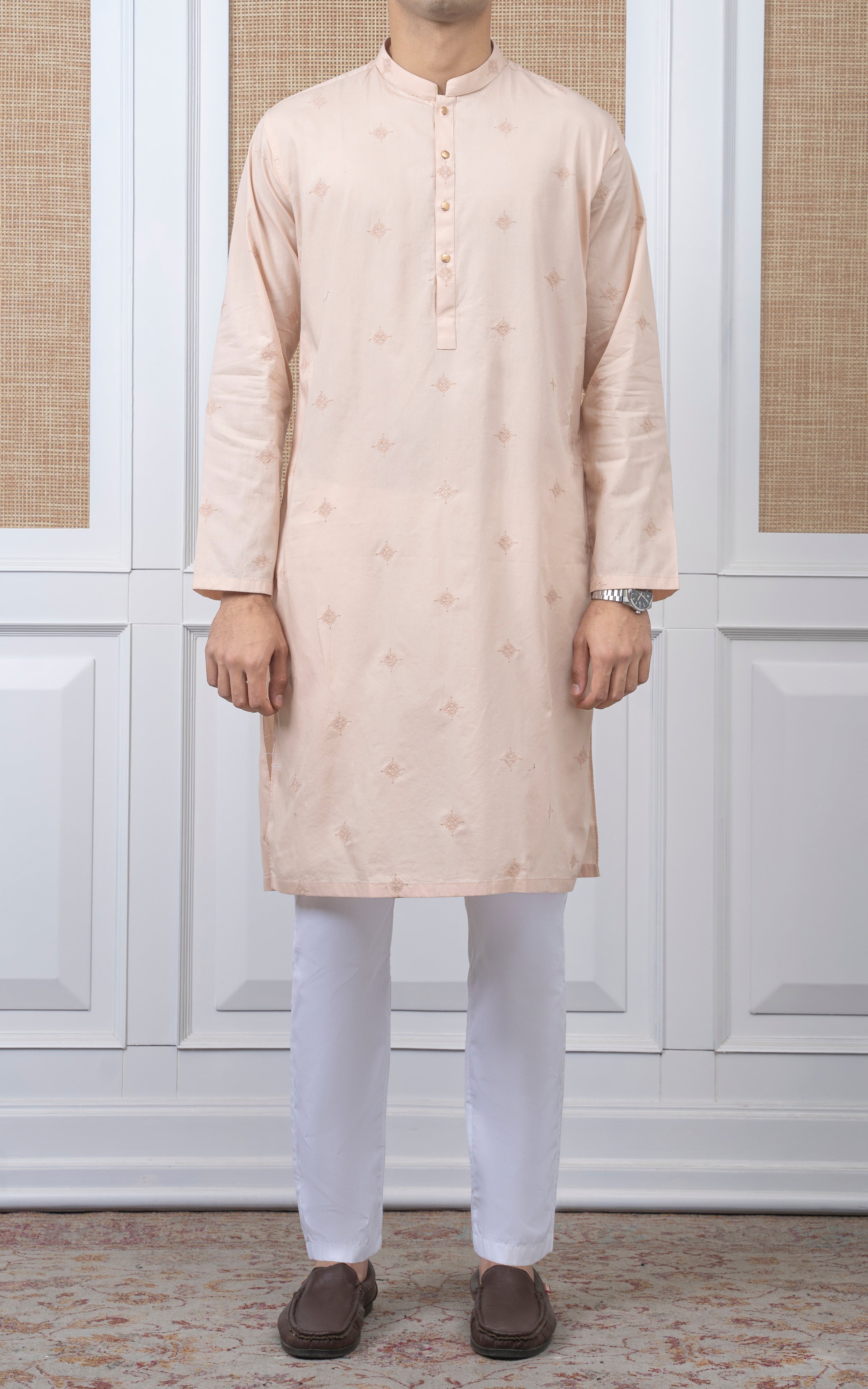 SPRAY EMBROIDERED KURTA- SIGNATURE COLLECTION LIGHT PEECH