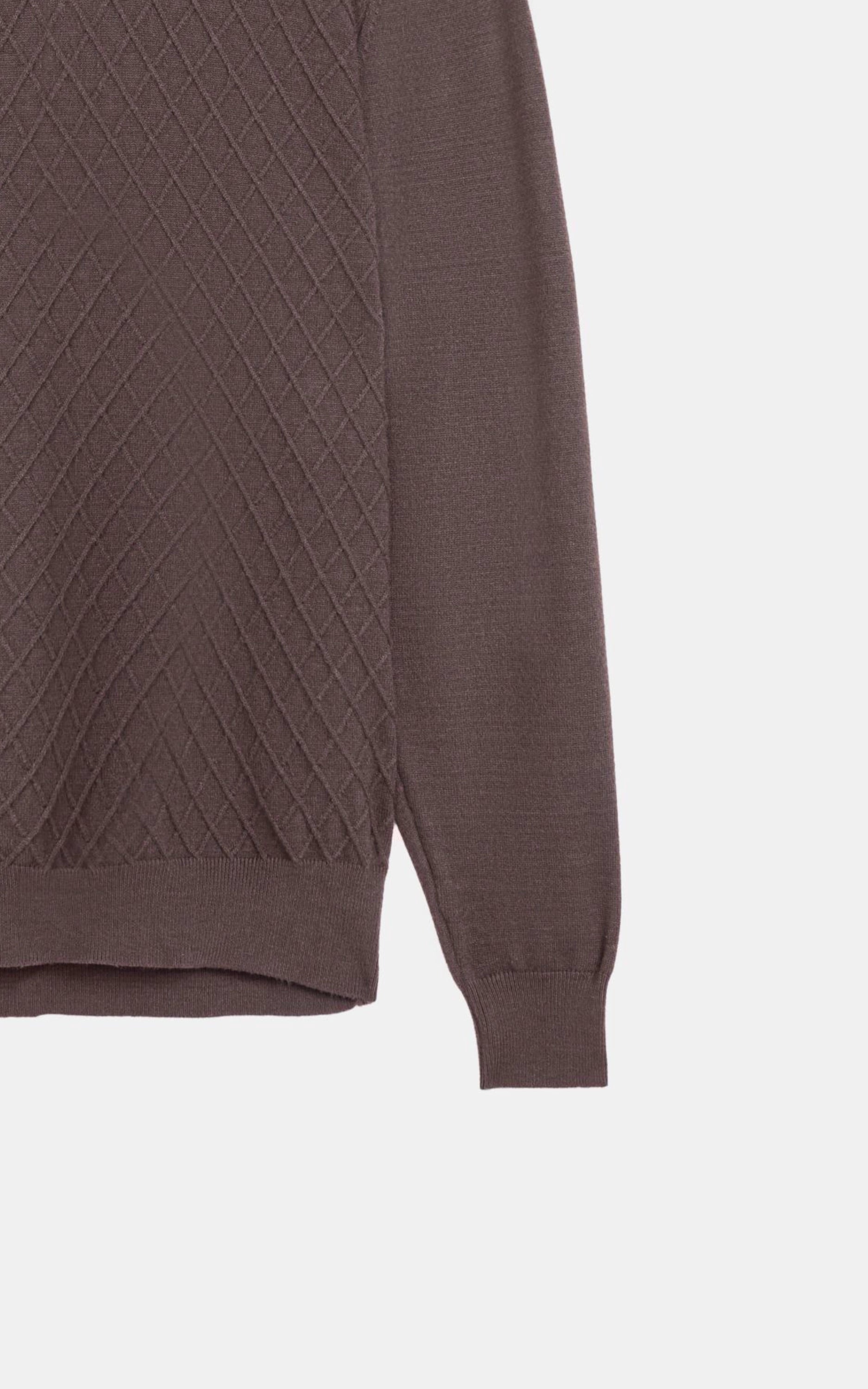 Polo Collar Zipper Sweater Dark Brown