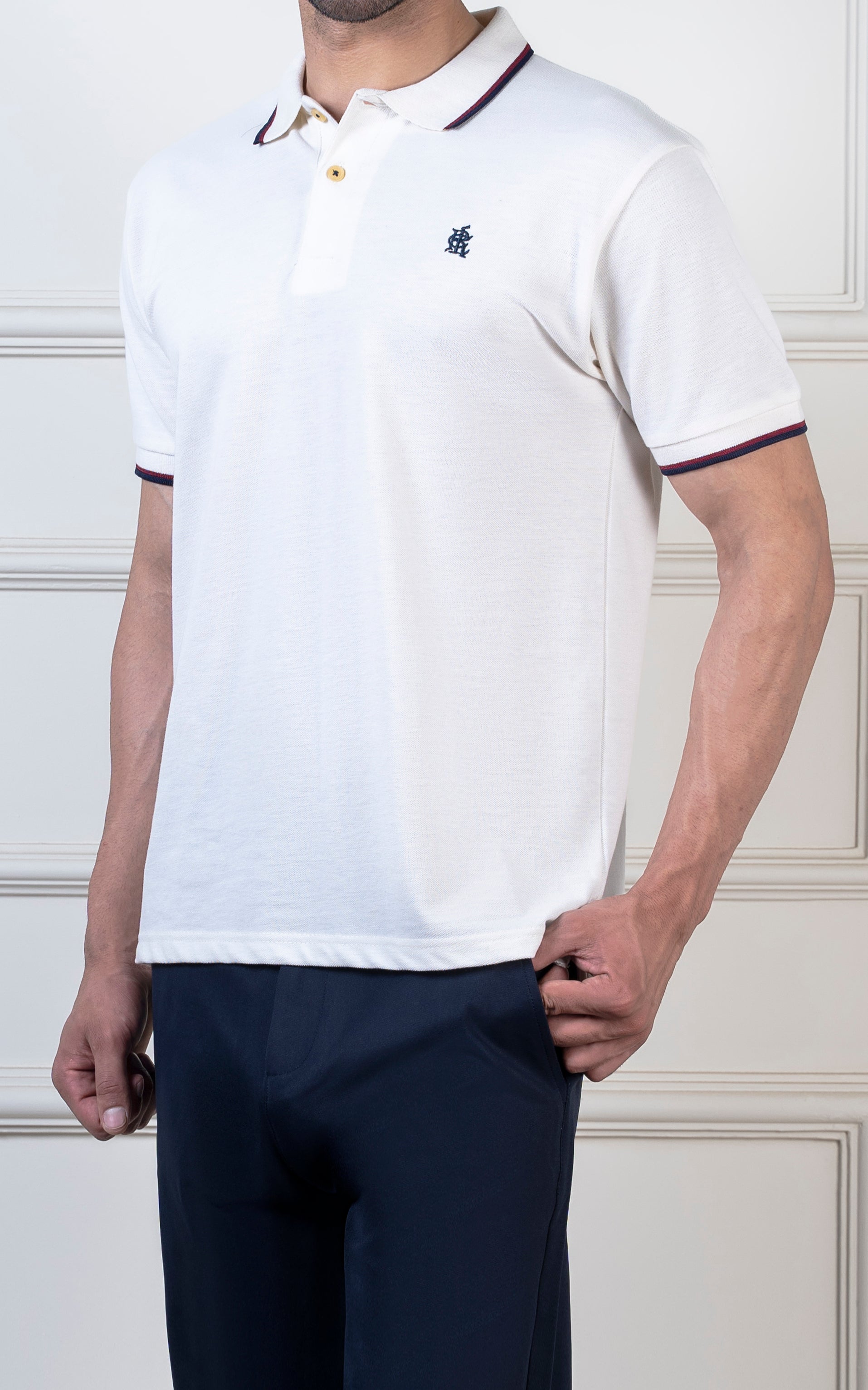 TIPPING POLO OFF WHITE