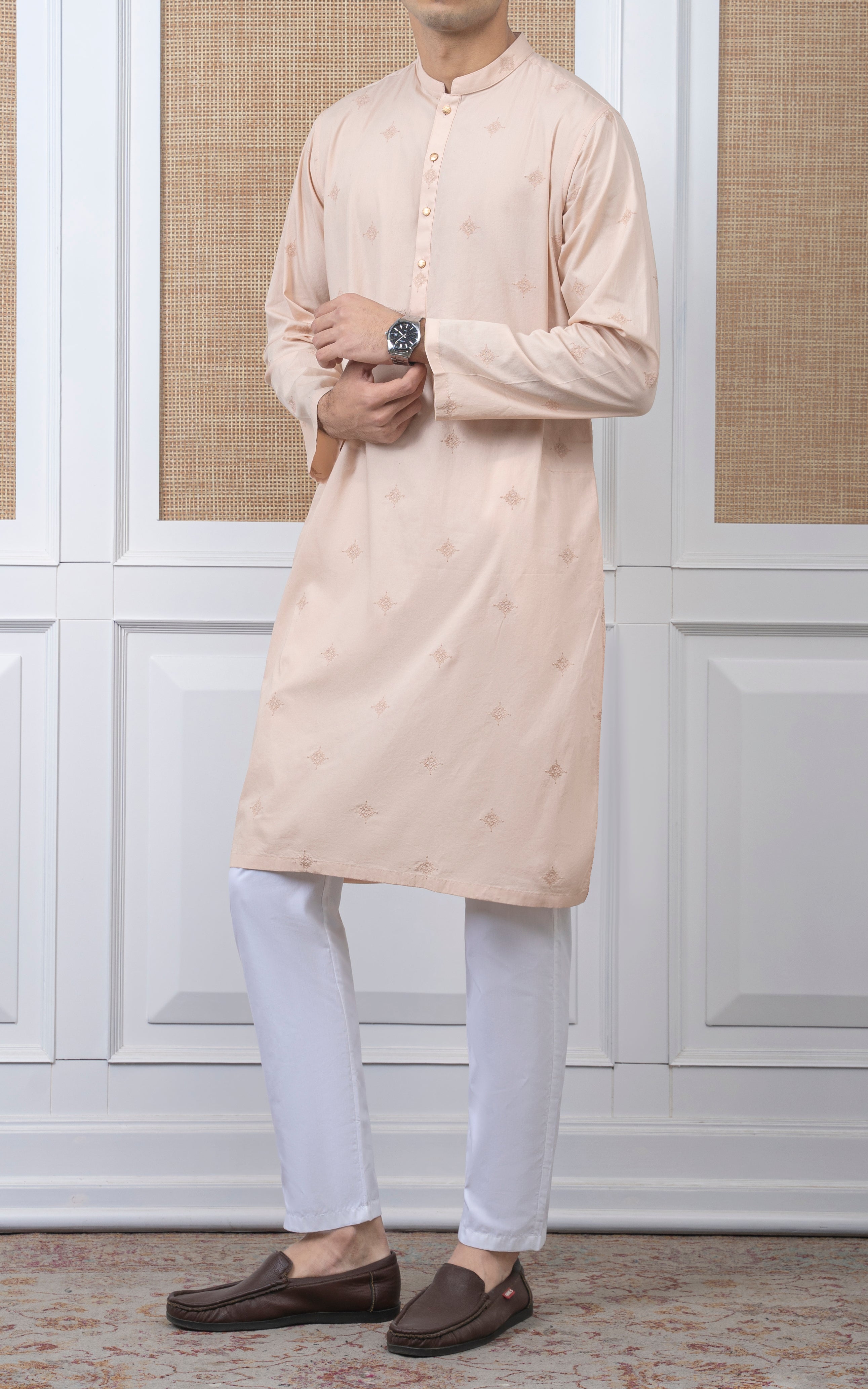 SPRAY EMBROIDERED KURTA- SIGNATURE COLLECTION LIGHT PEECH