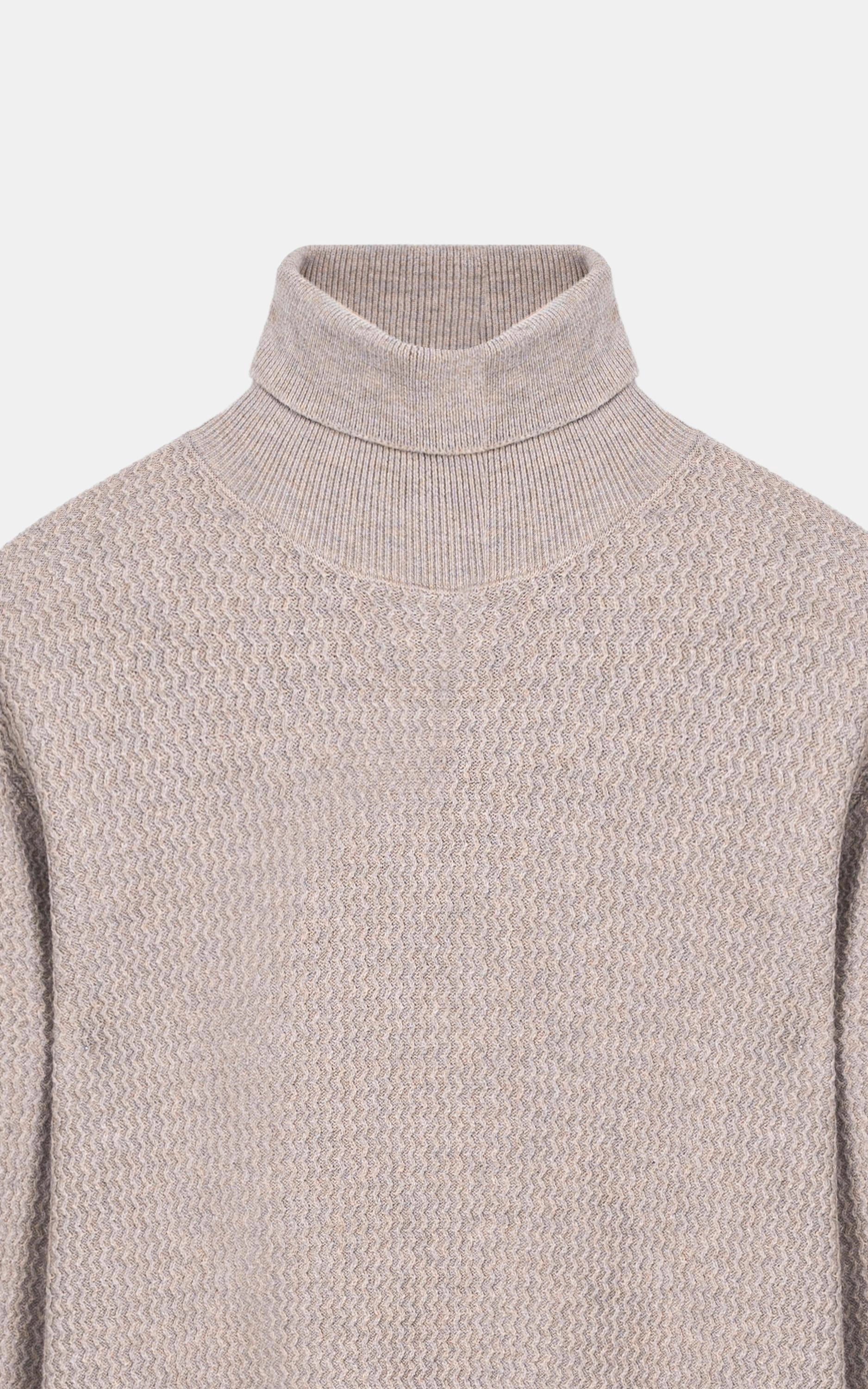 Turtle Neck Textured Sweater Light khaki