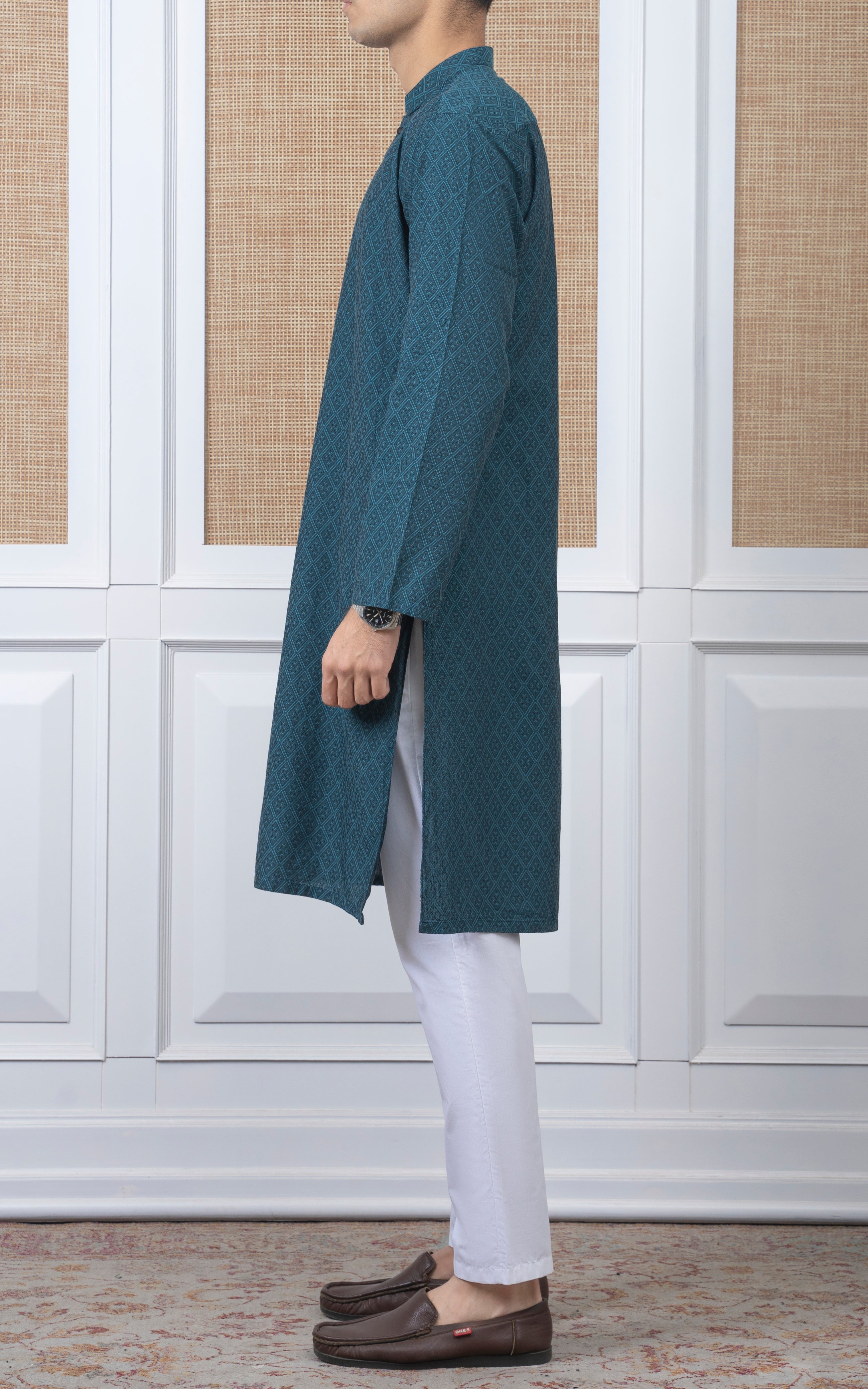 YARN DYED JACQUARD KURTA - PREMIUM COLLECTION SEA GREEN
