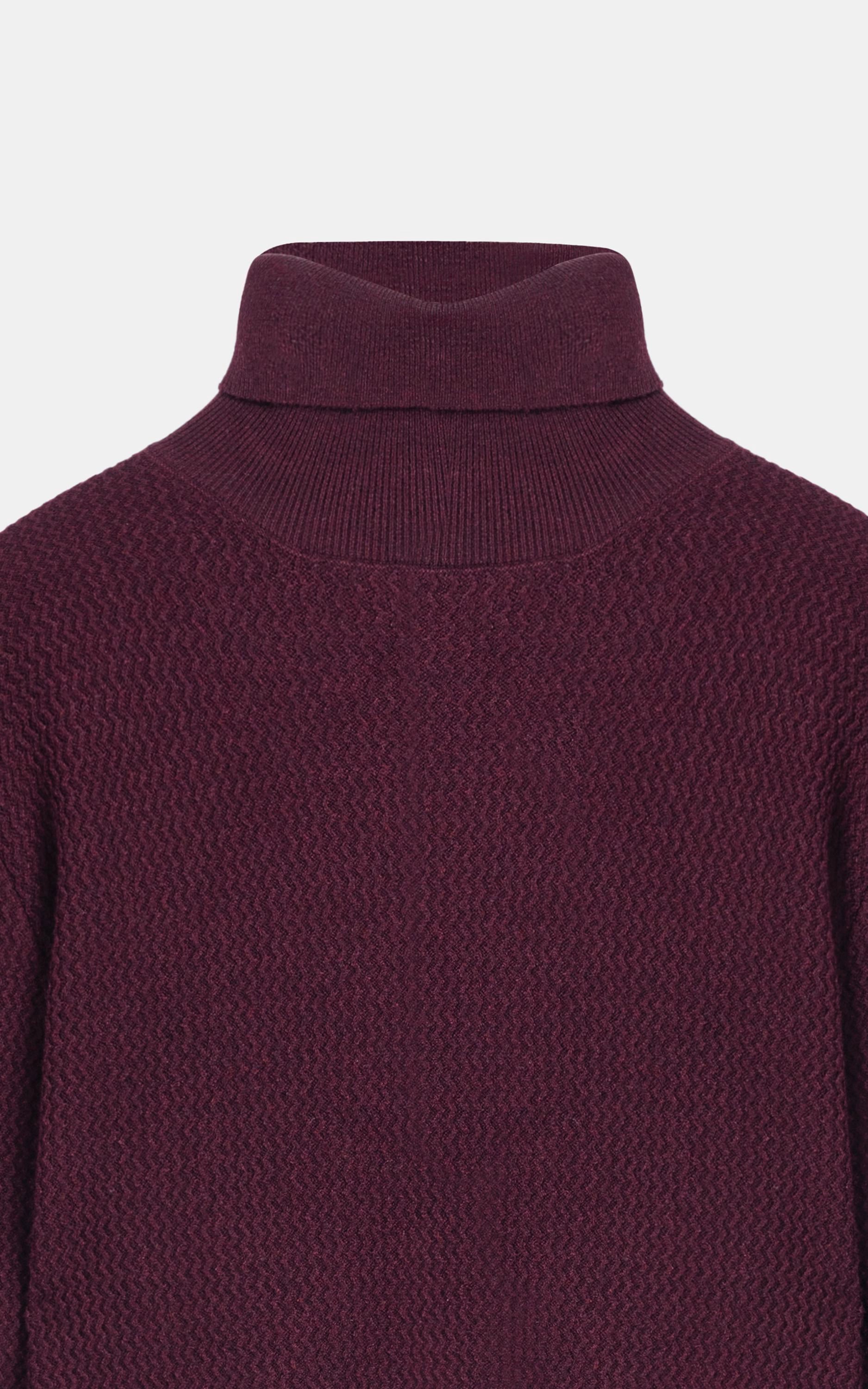 Turtle Neck Textured Sweater Maroon