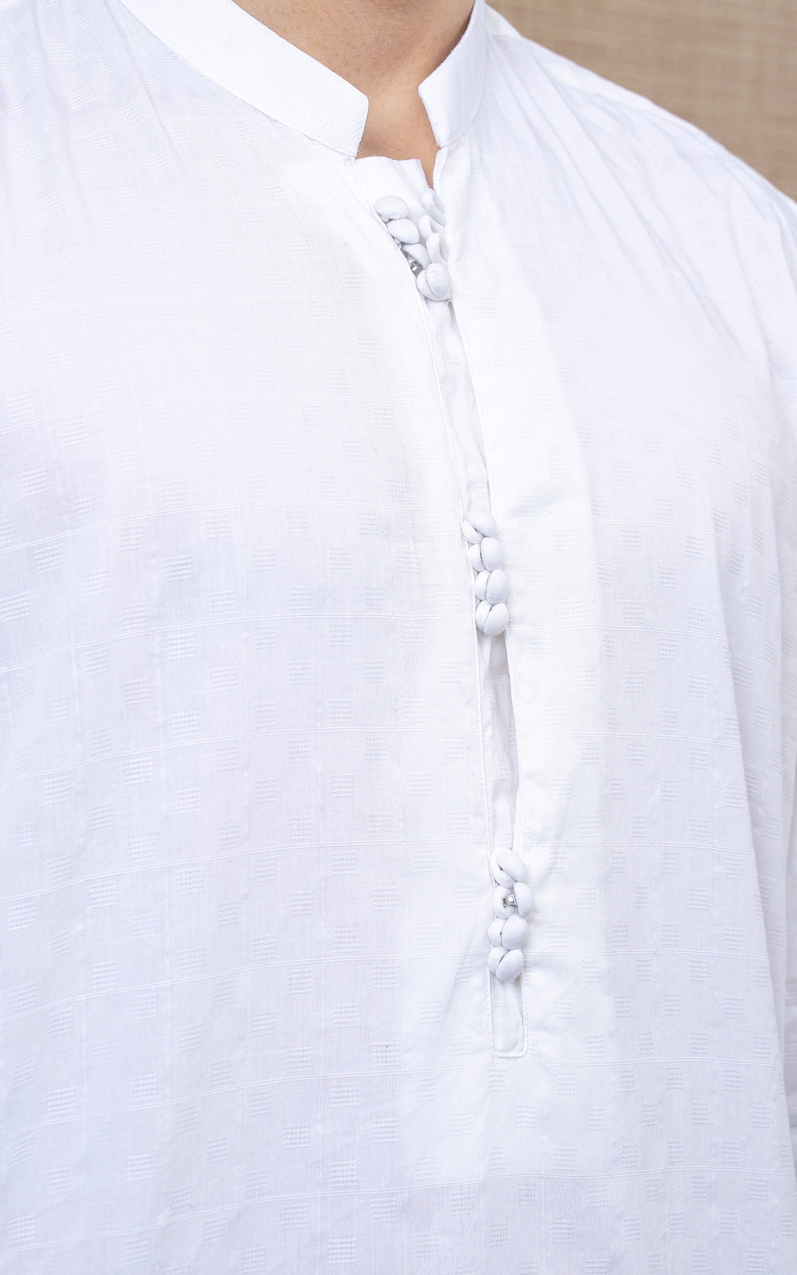 COTTON SELF DOBBY KURTA - PREMIUM COLLECTION WHITE