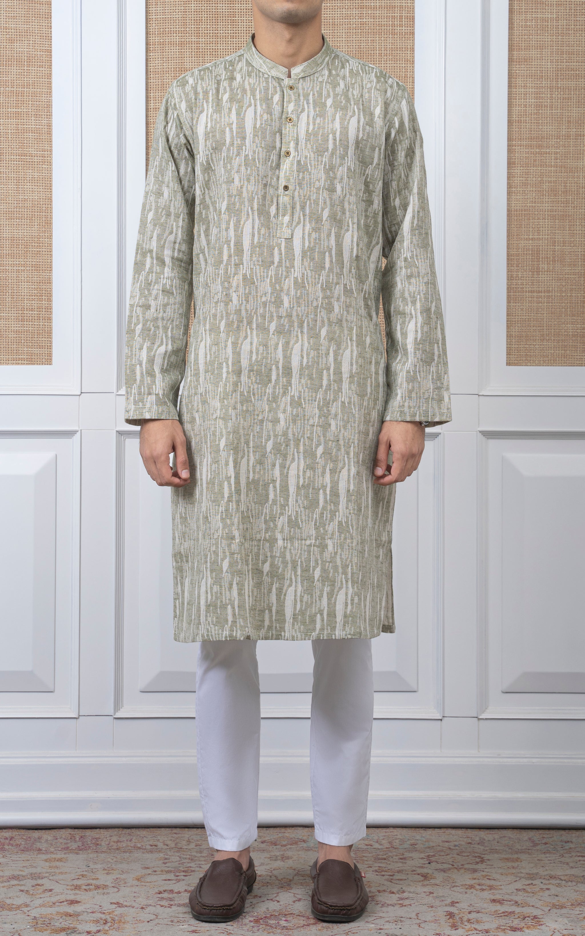 Orange - Jacquard Cotton Straight Kurta 06