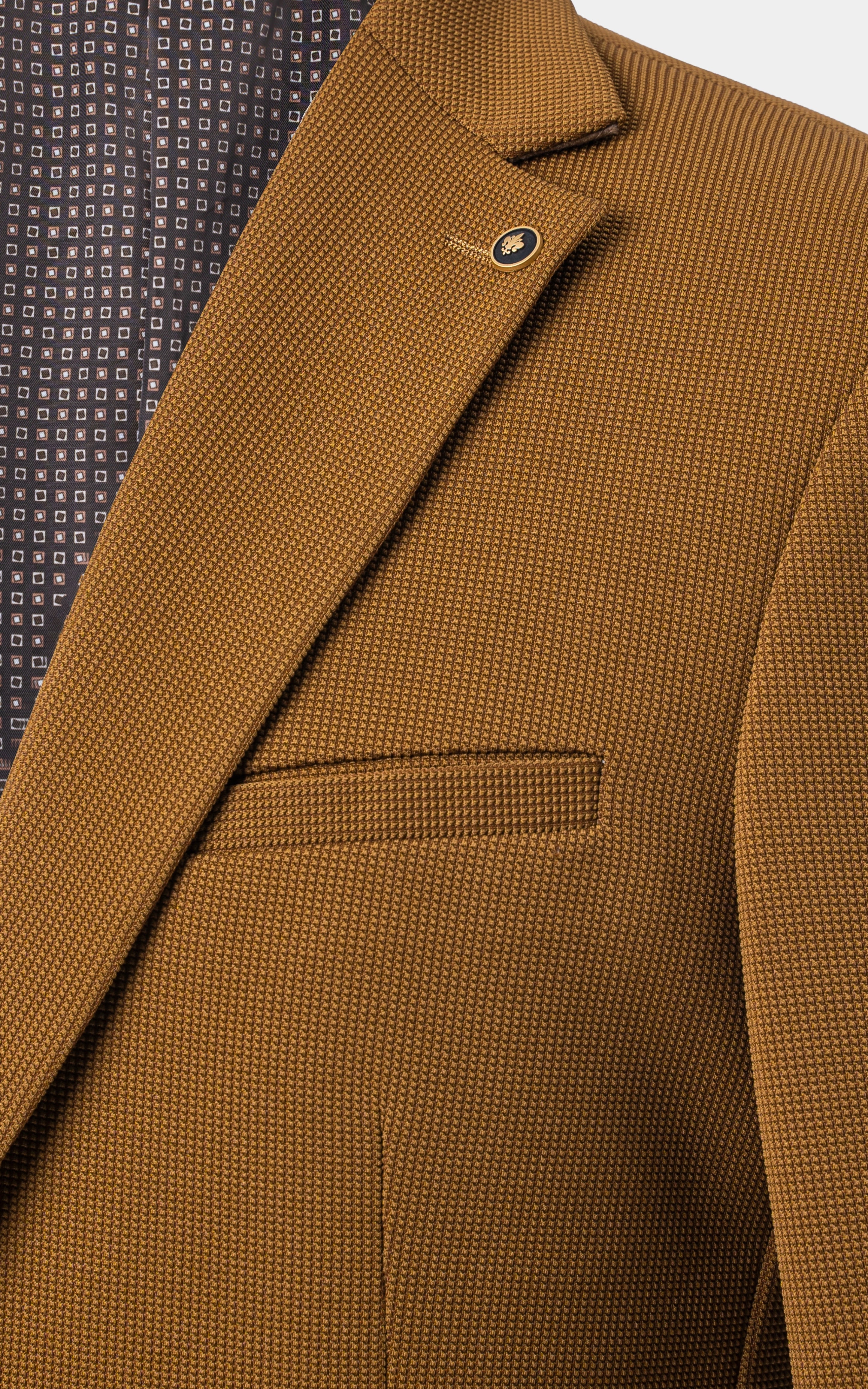 Casual Textured Blazer Mustard