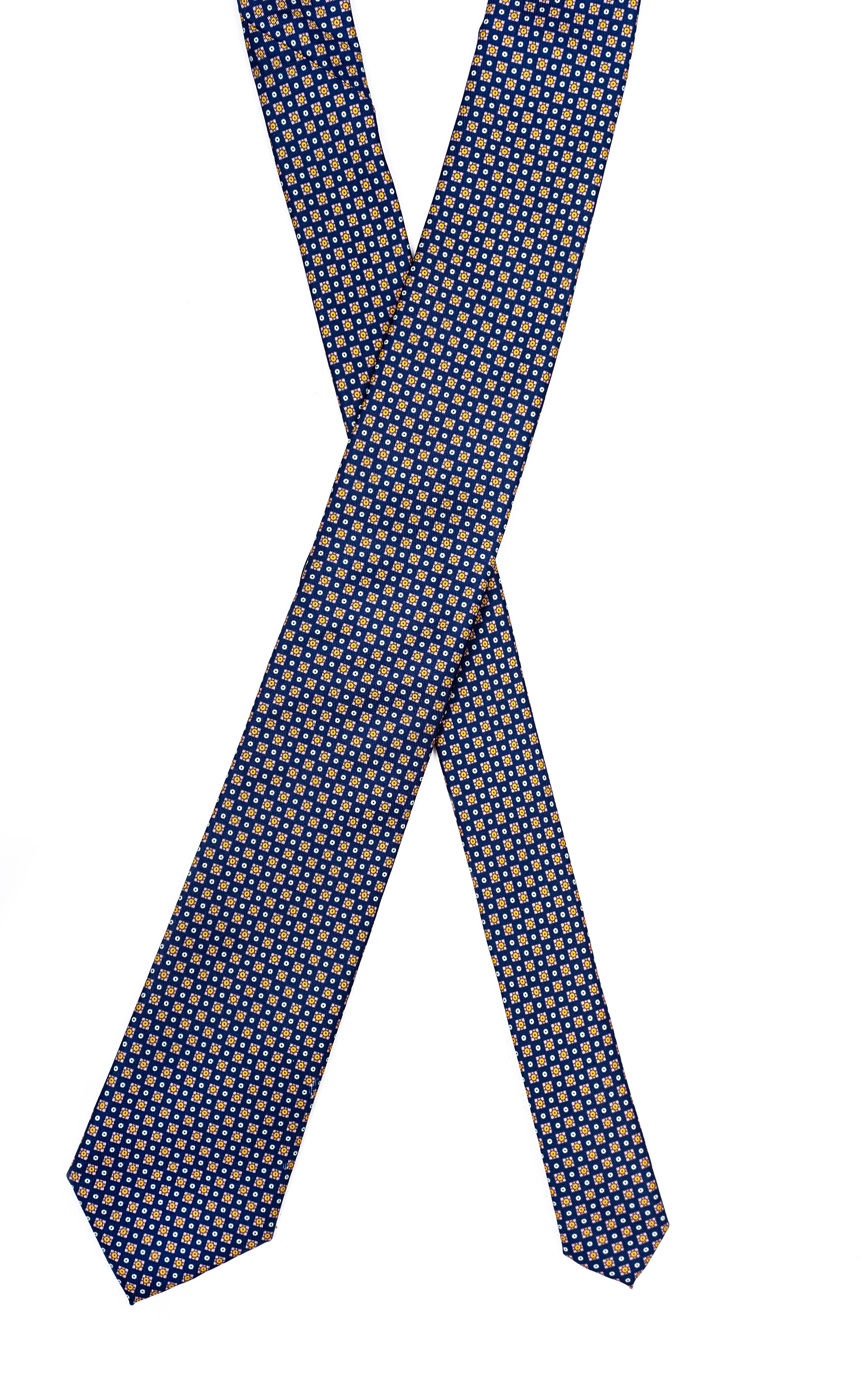 Necktie in navy with micro-pattern, folded into a bow shape