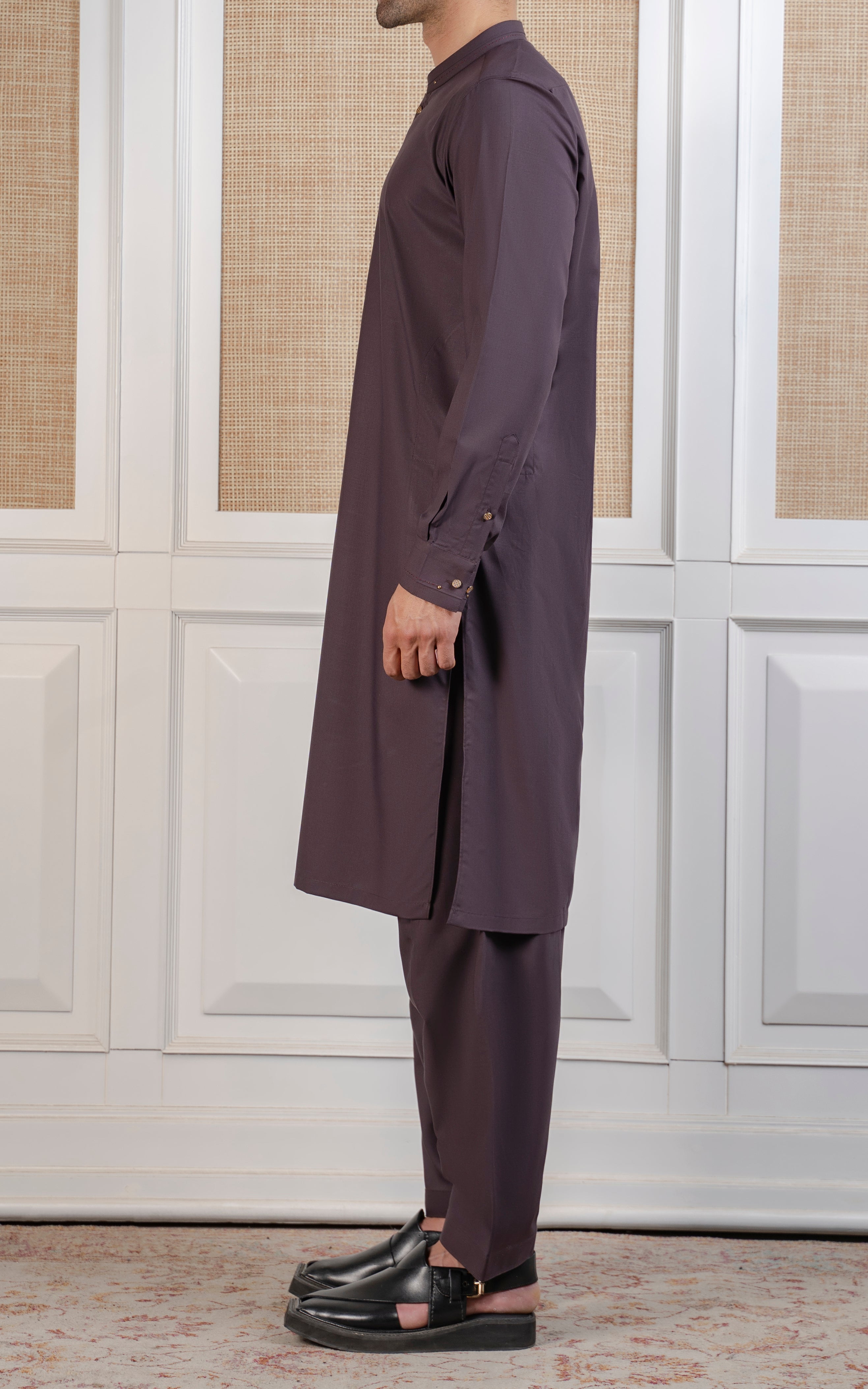 TEXTURED BLENDED KAMEEZ SHALWAR - SIGNATURE COLLECTION PLUM