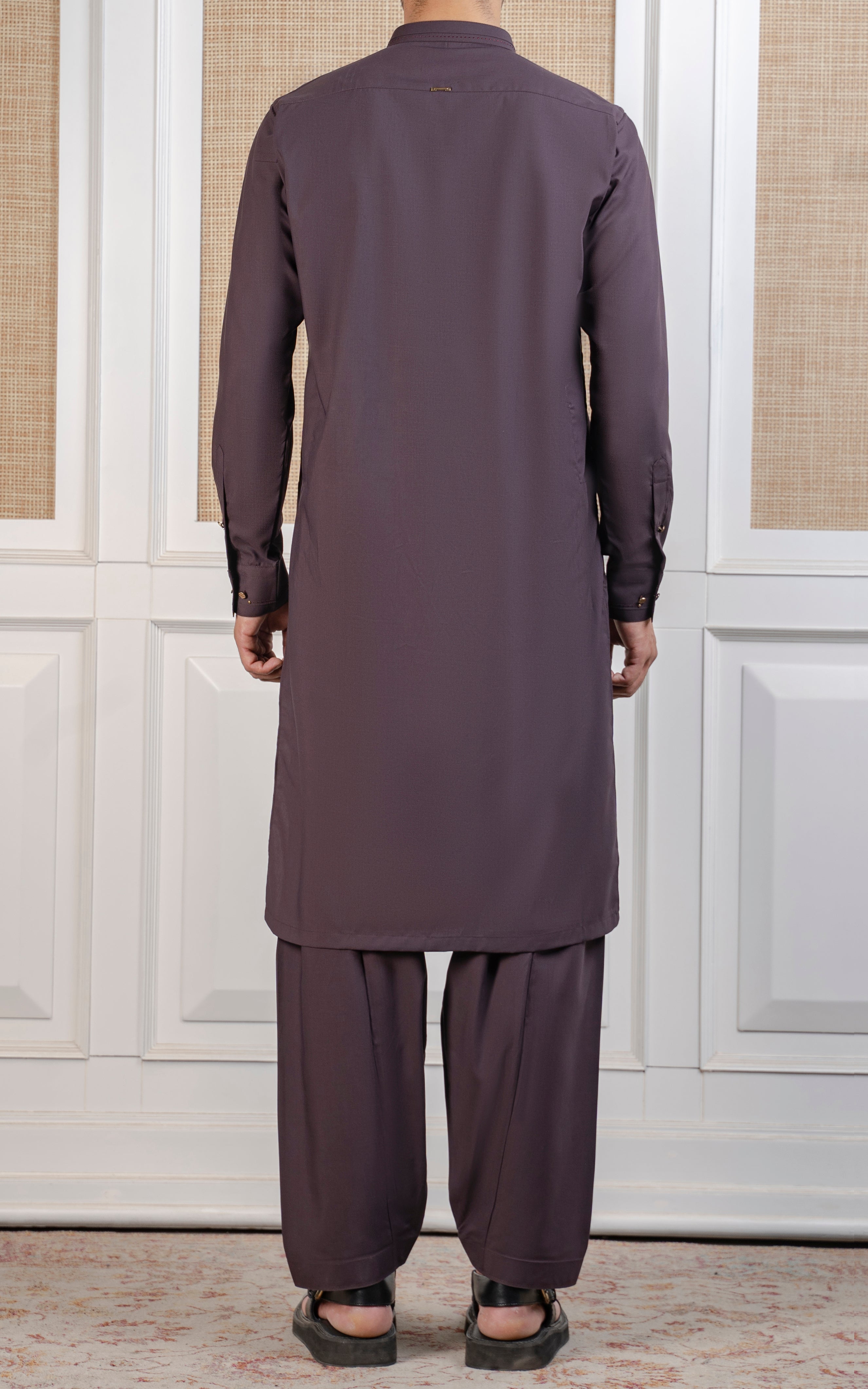TEXTURED BLENDED KAMEEZ SHALWAR - SIGNATURE COLLECTION PLUM