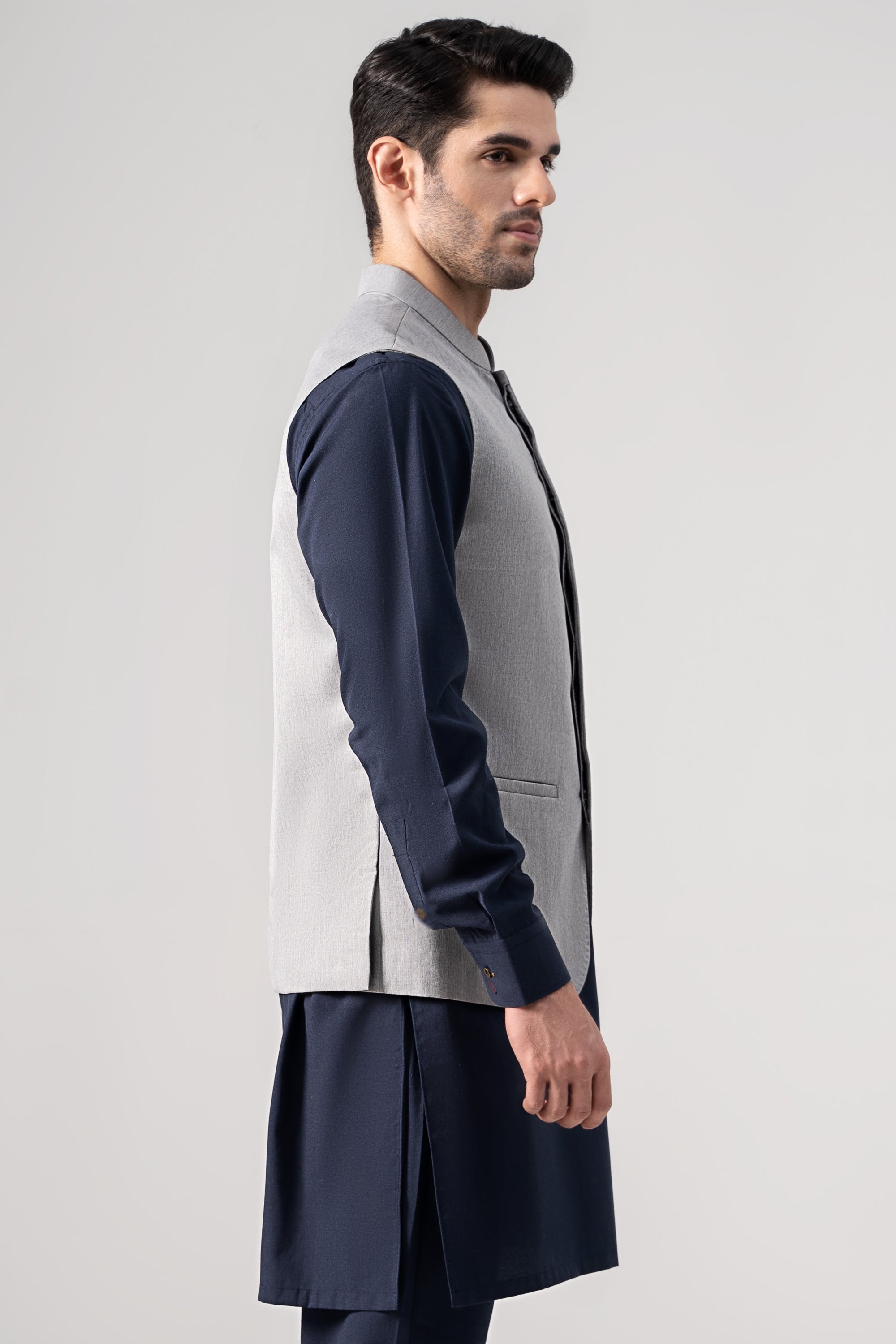 Textured Tropical Waistcoat - SIGNATURE COLLECTION LIGHT GREY