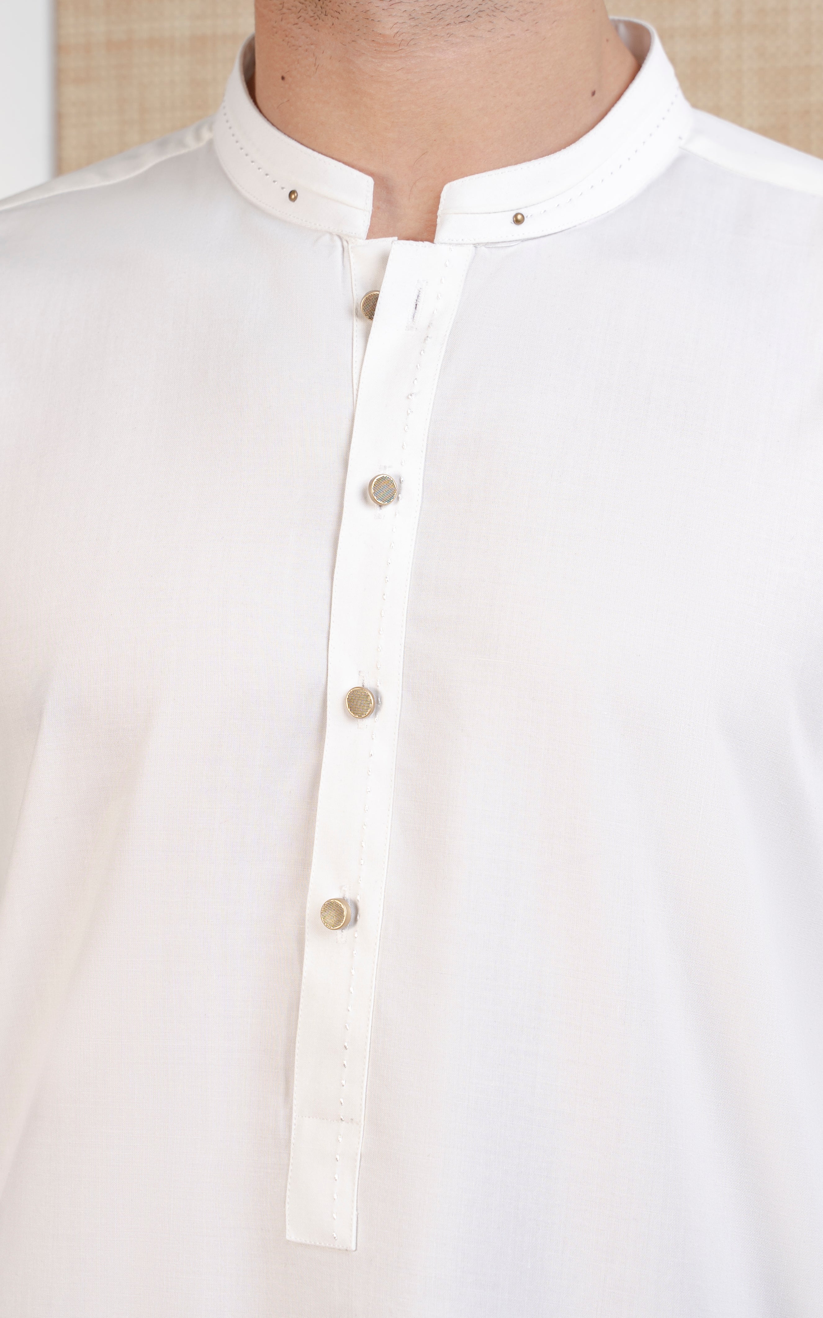 TEXTURED BLENDED KAMEEZ SHALWAR - SIGNATURE COLLECTION WHITE