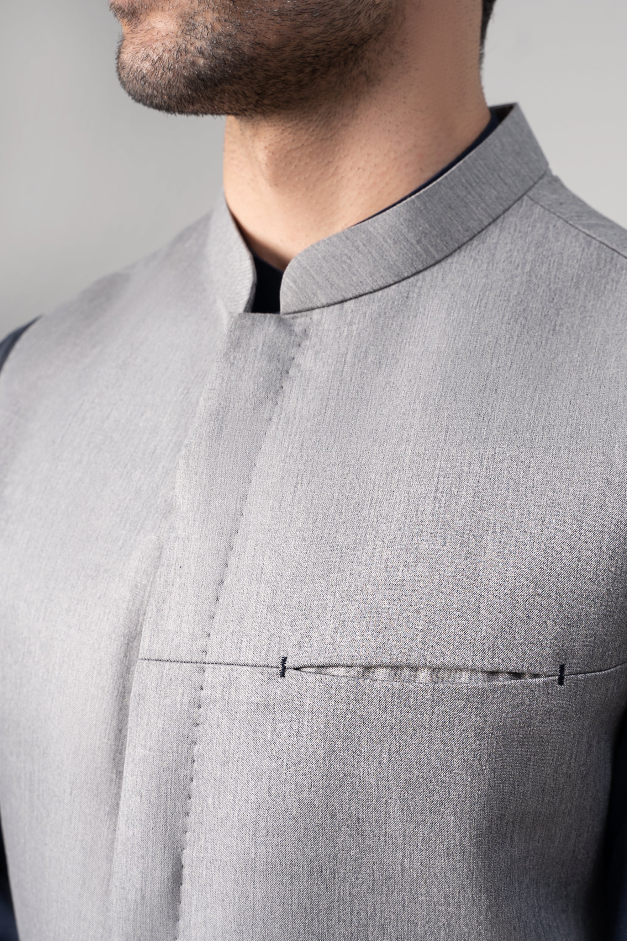 Textured Tropical Waistcoat - SIGNATURE COLLECTION LIGHT GREY