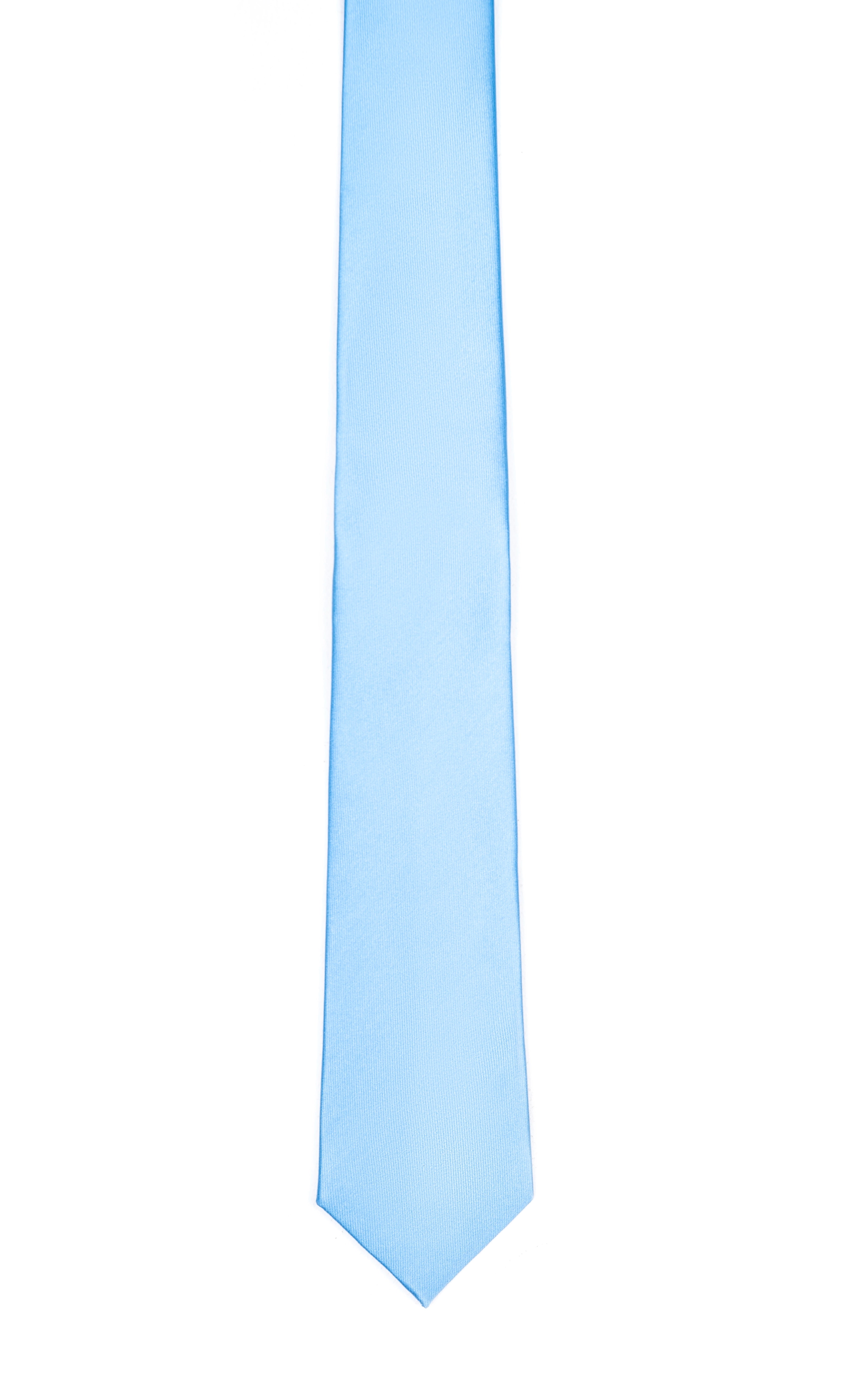 Light blue poly silk necktie with pointed end