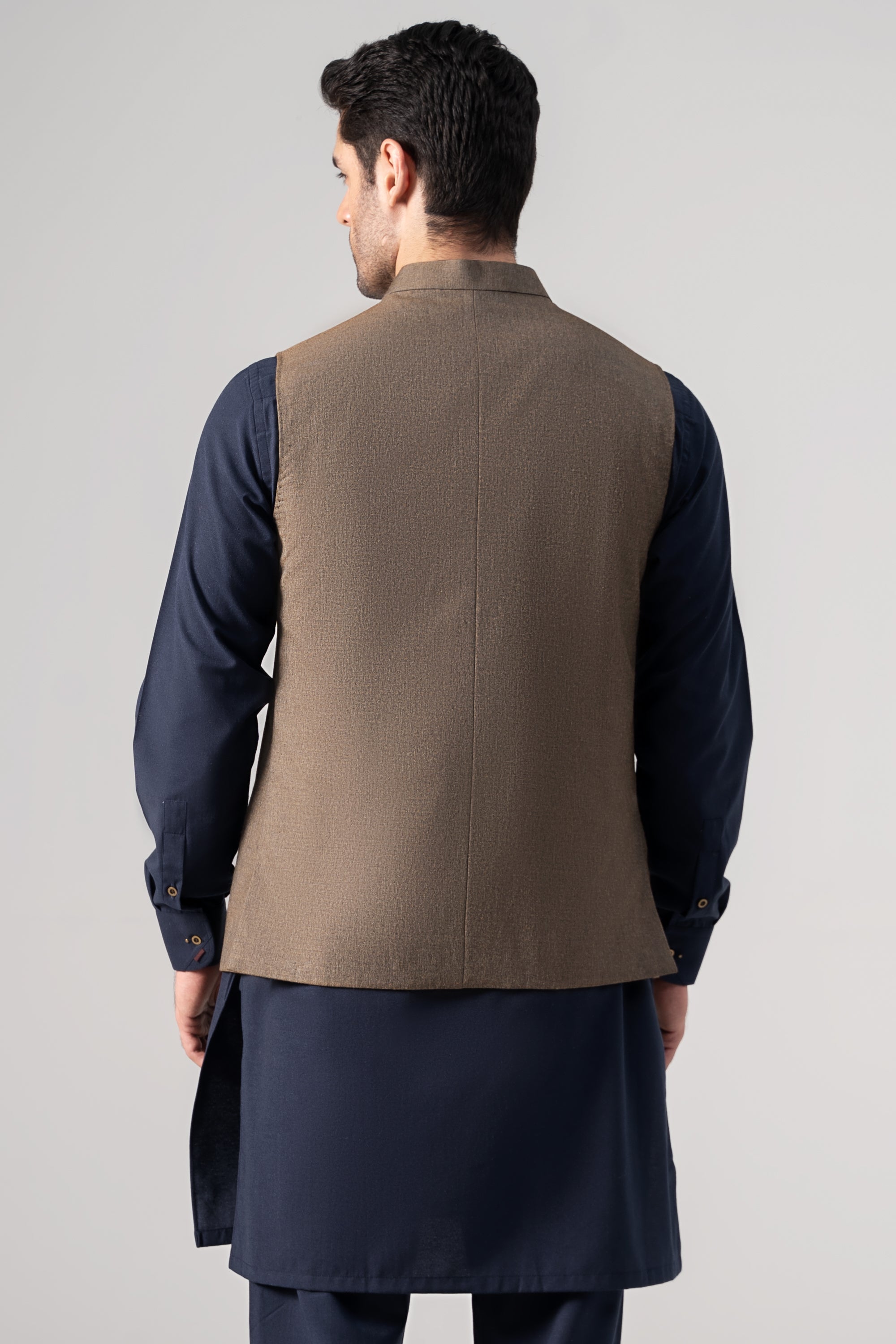 Mélange Tropical Waistcoat - SIGNATURE COLLECTION DARK KHAKI