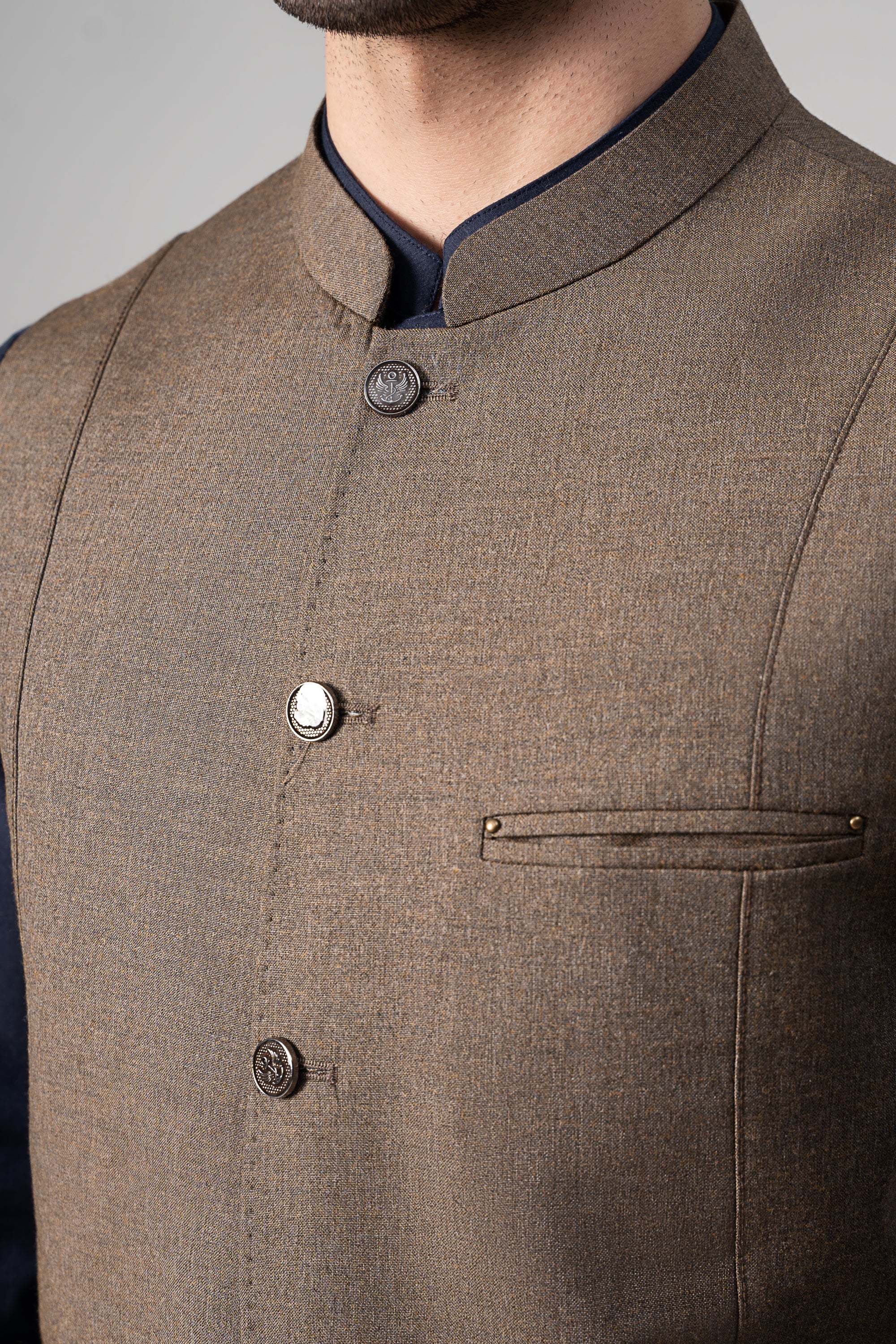 Mélange Tropical Waistcoat - SIGNATURE COLLECTION DARK KHAKI