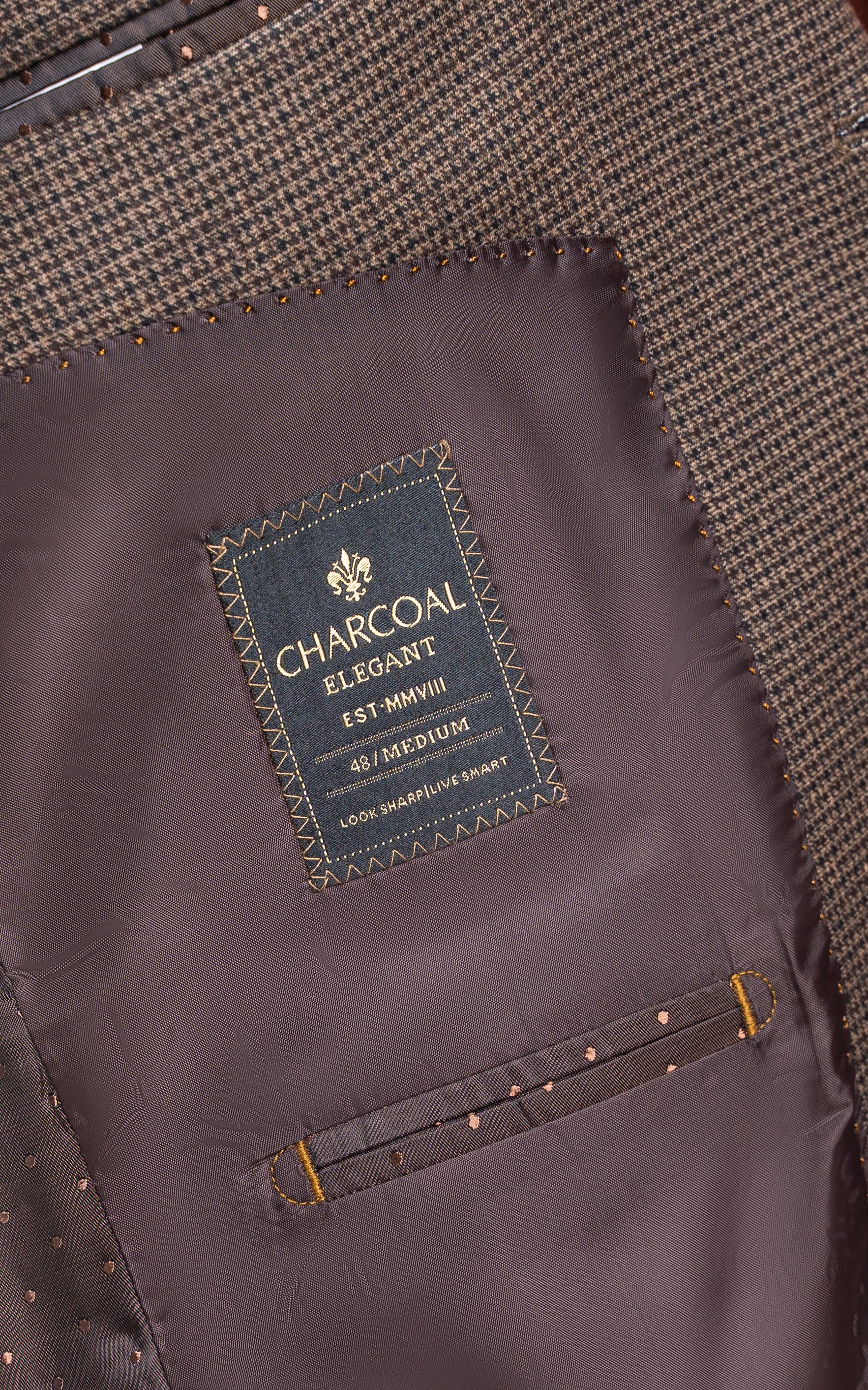 Houndstooth Casual Coat Brown