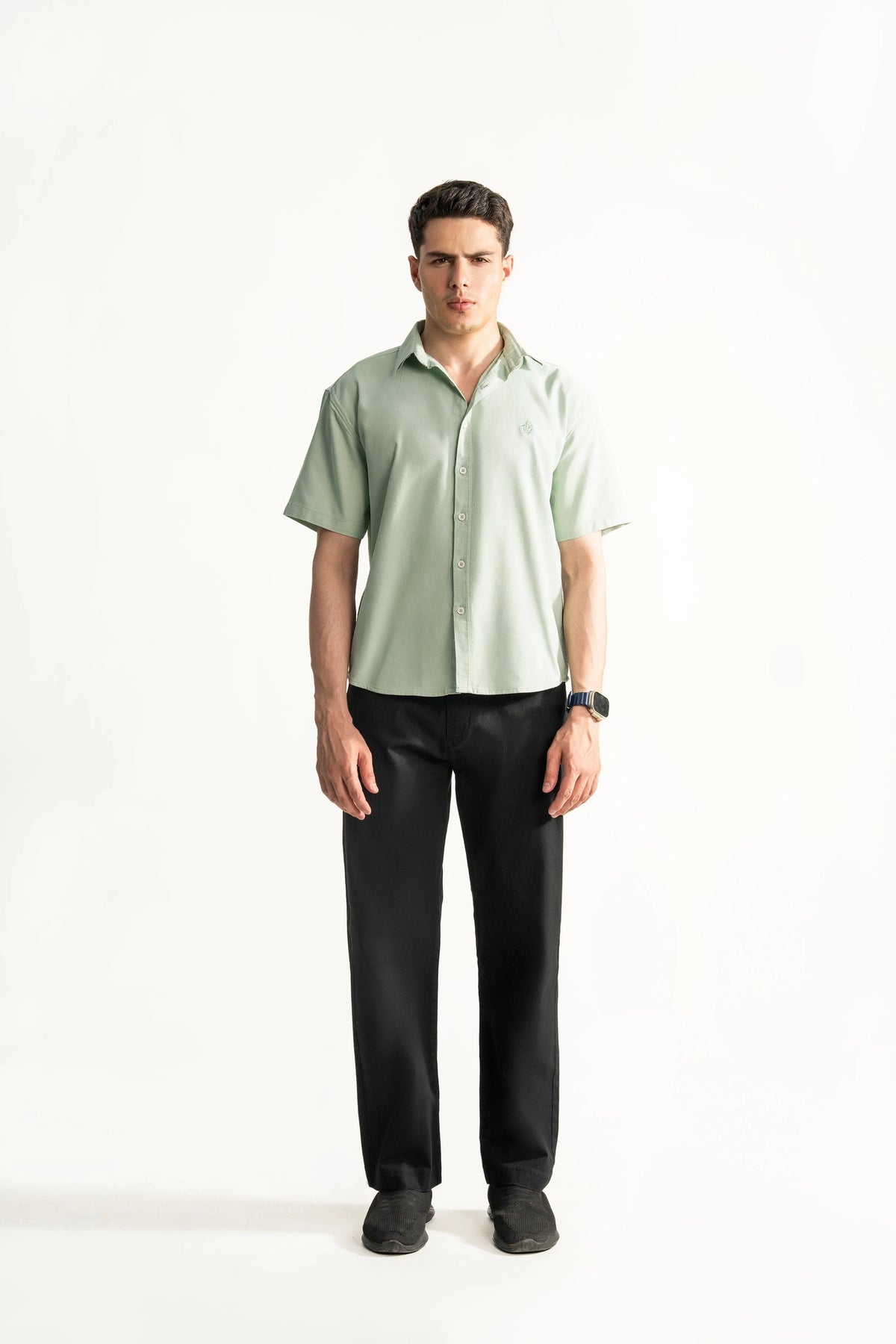 HIDDEN BUTTON DOWN CASUAL SHIRT LIGHT GREEN