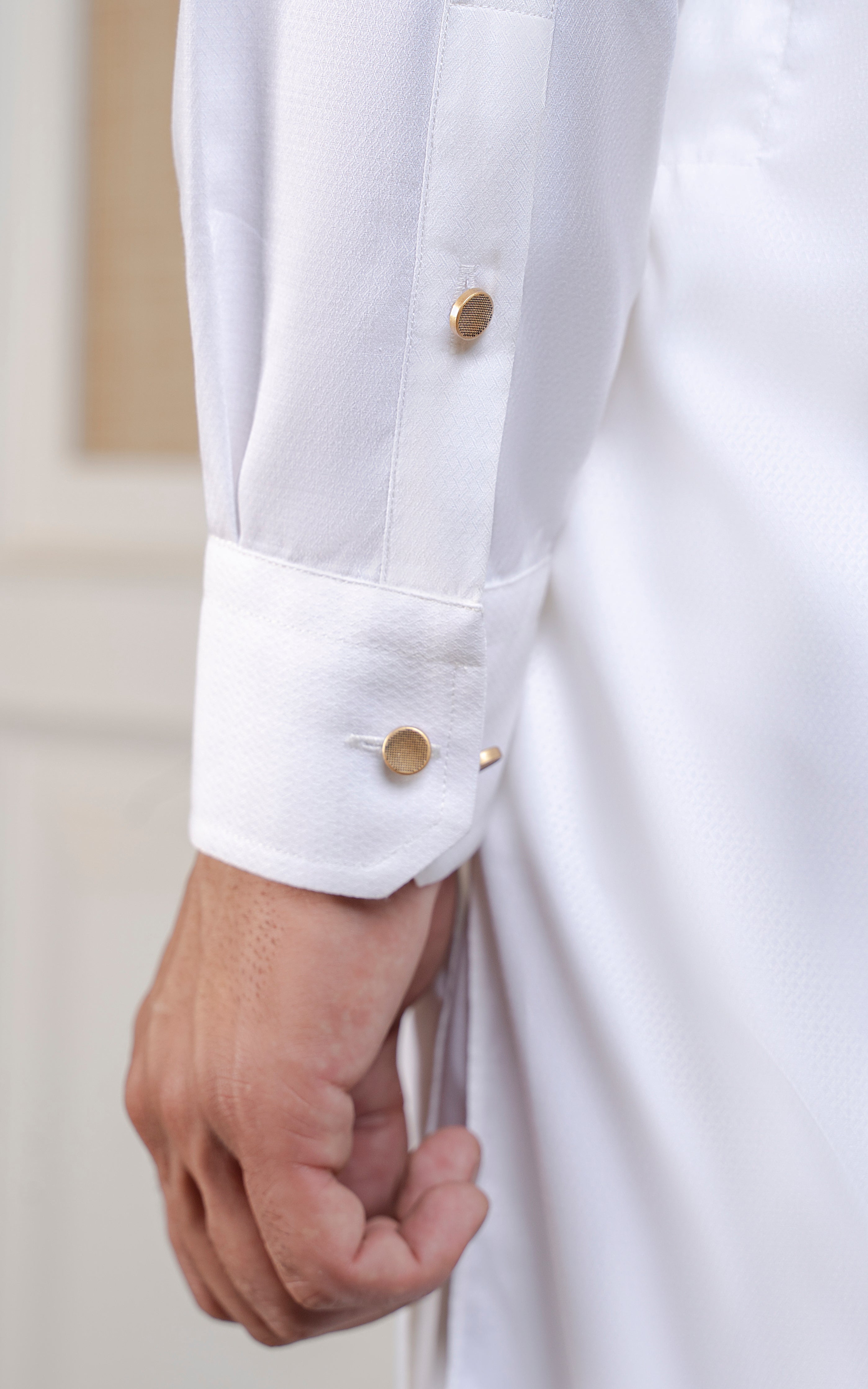 TEXTURED BLENDED KAMEEZ SHALWAR - EXECUTIVE COLLECTION WHITE