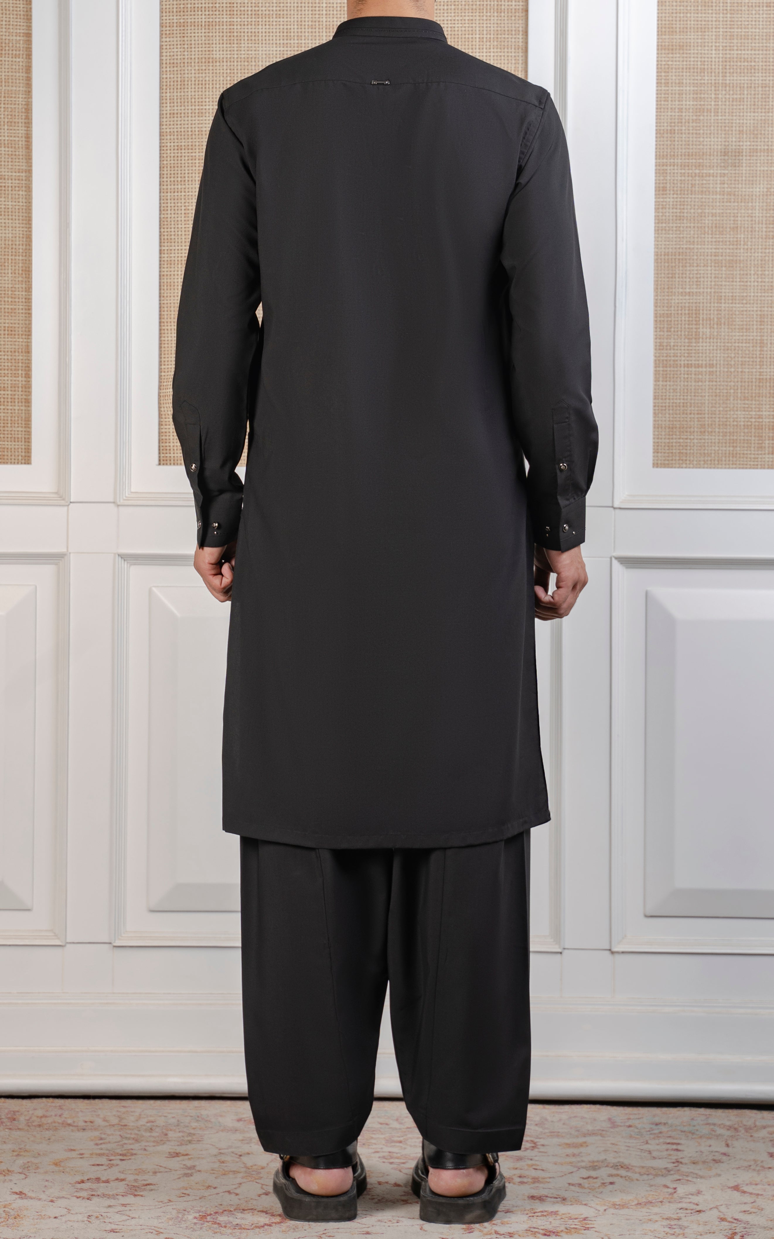 TEXTURED BLENDED KAMEEZ SHALWAR - SIGNATURE COLLECTION BLACK
